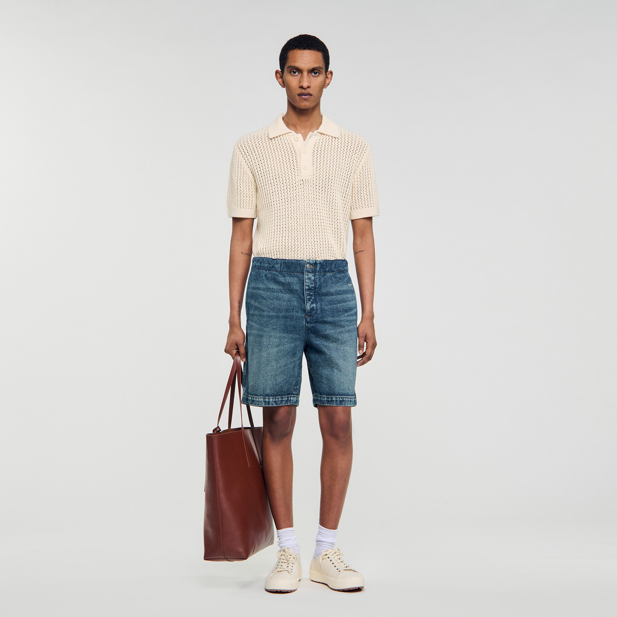 Elasticated denim shorts by Sandro