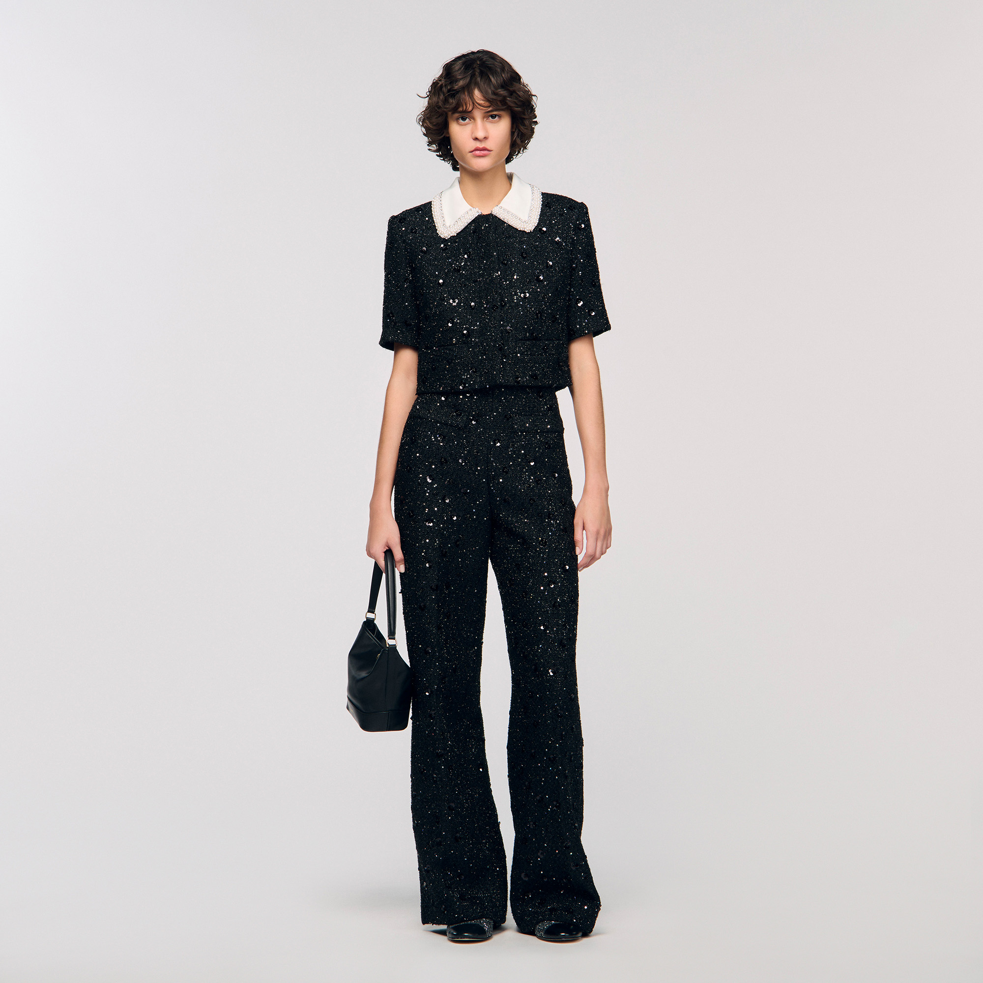 Removable rhinestone collar top by Sandro