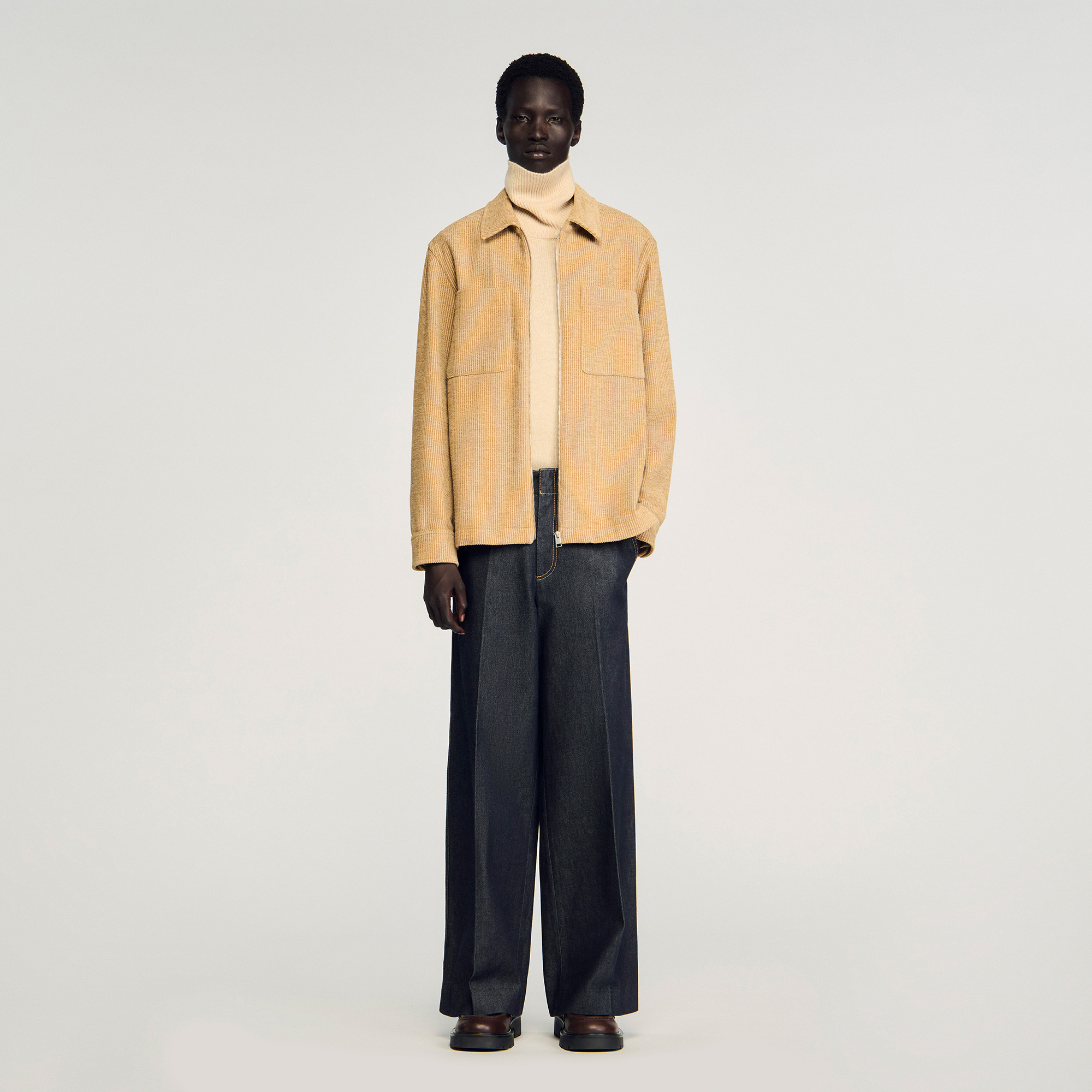 Corduroy zip-up overshirt