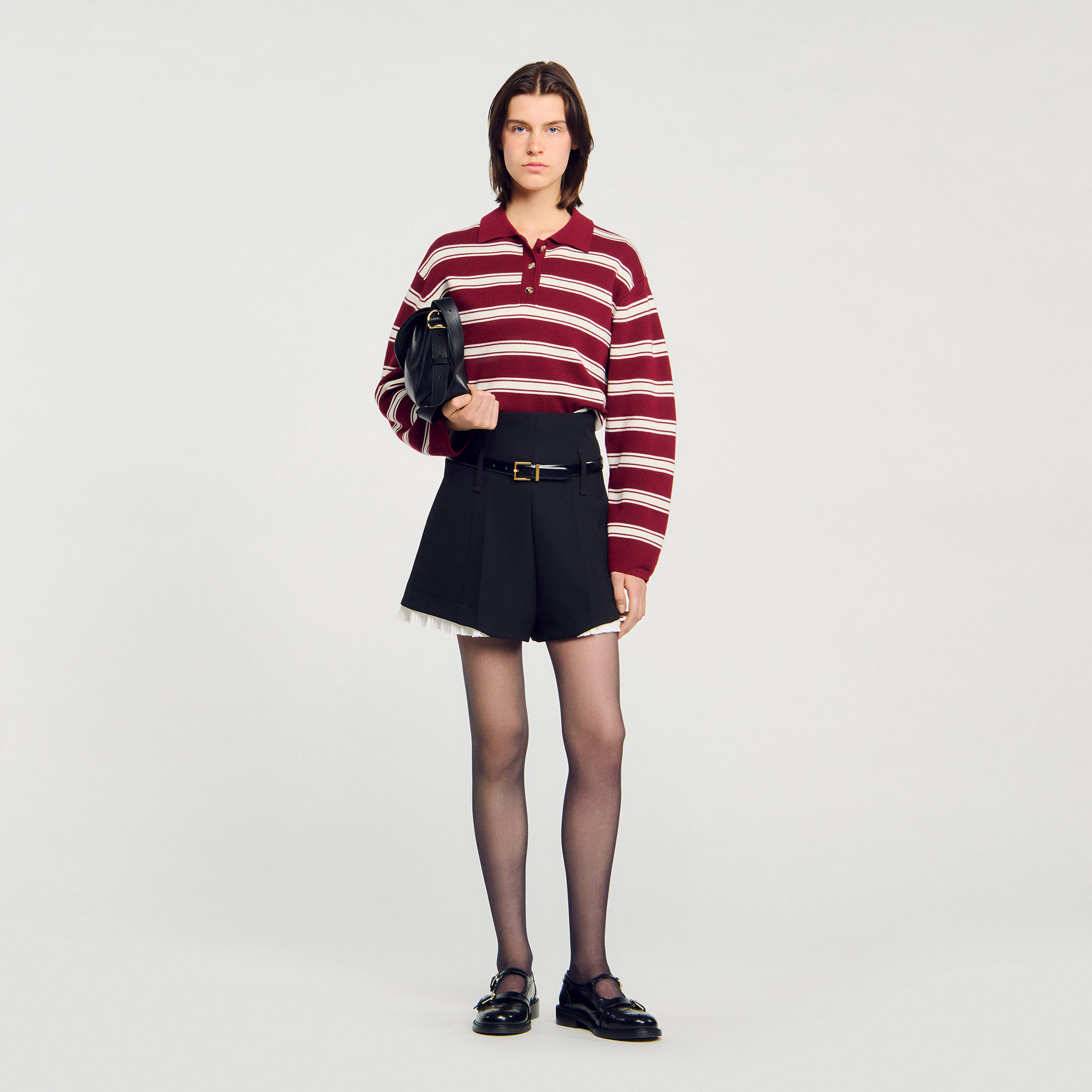 Wool Striped Polo Sweater
