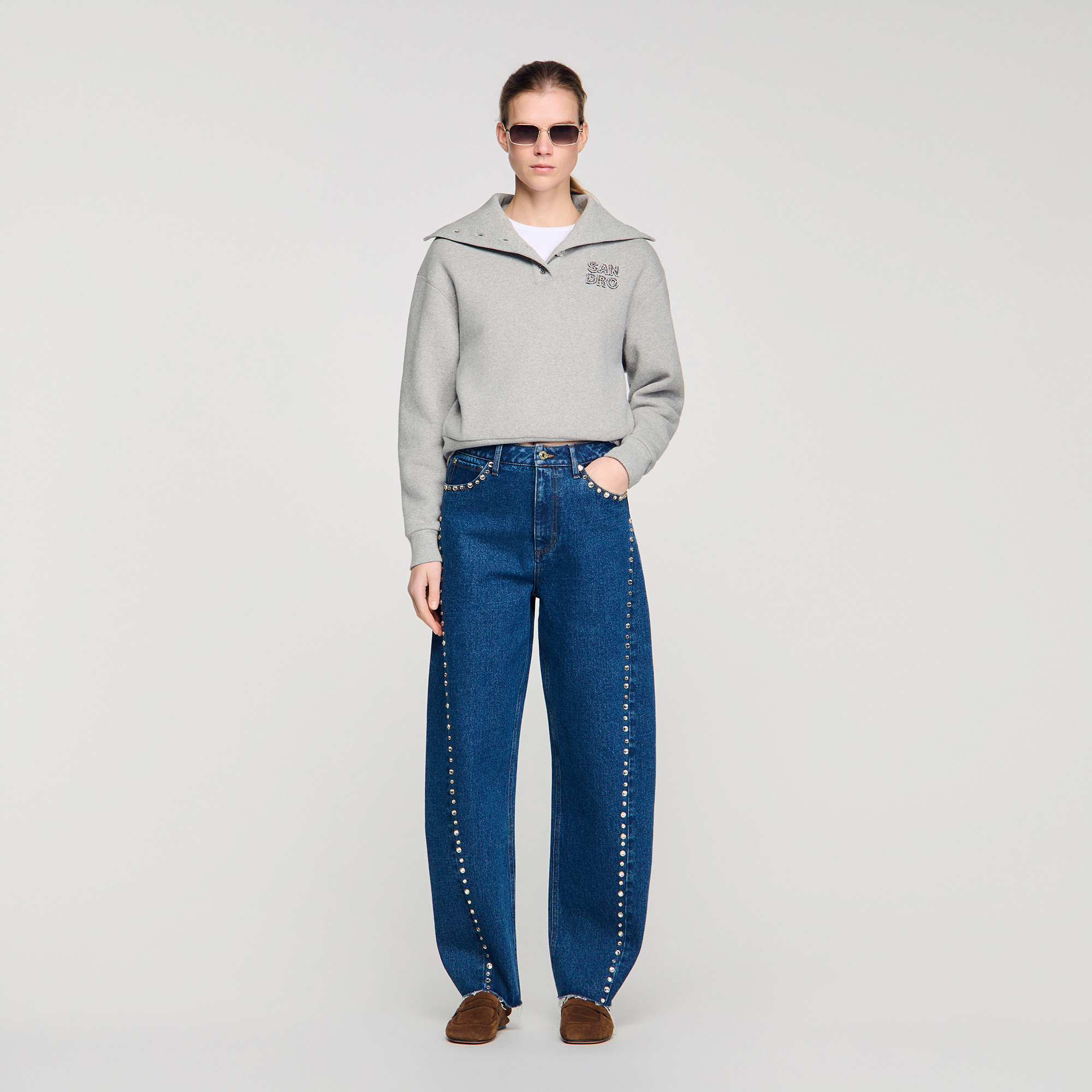 Rhinestone barrel jeans