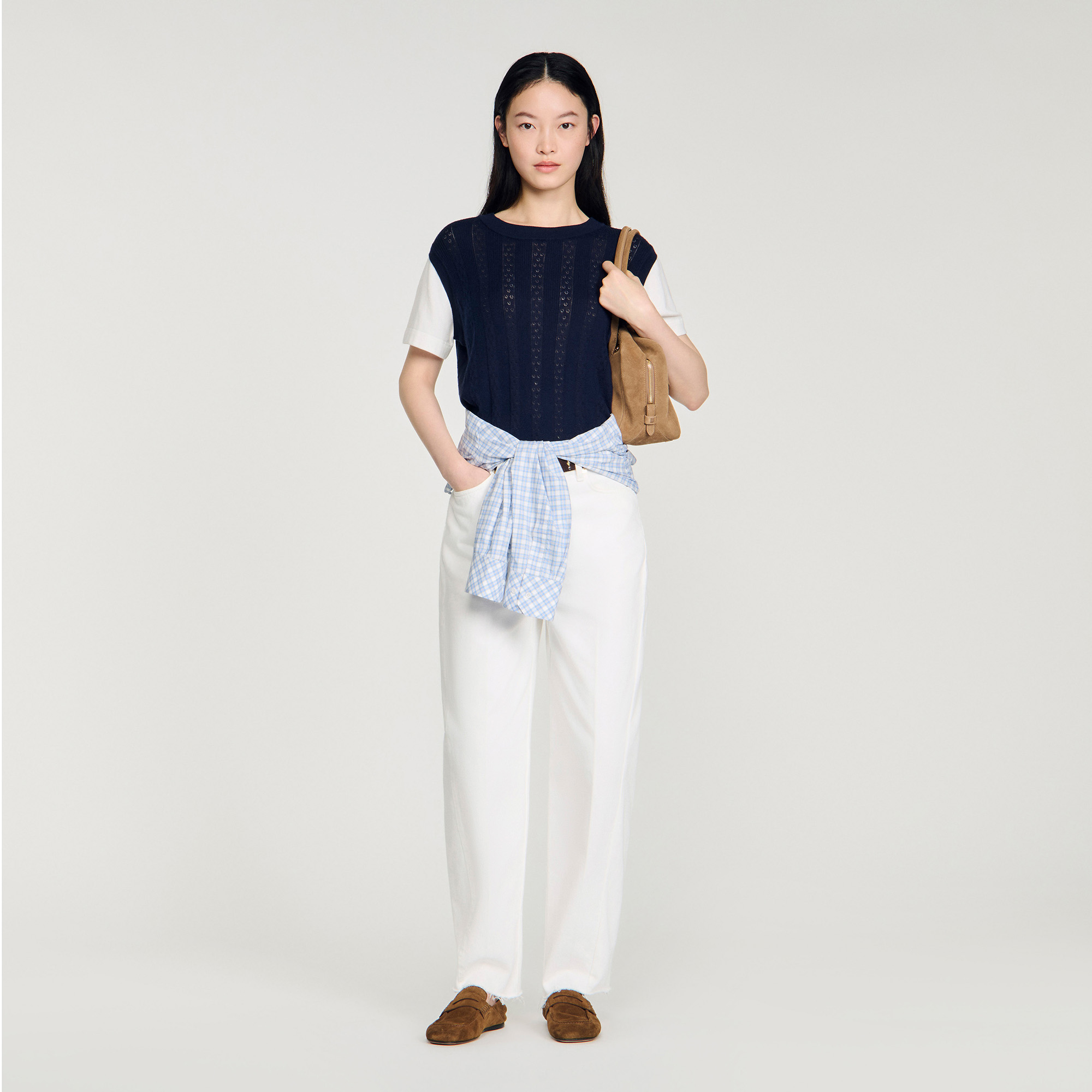 Pointelle knit sweater