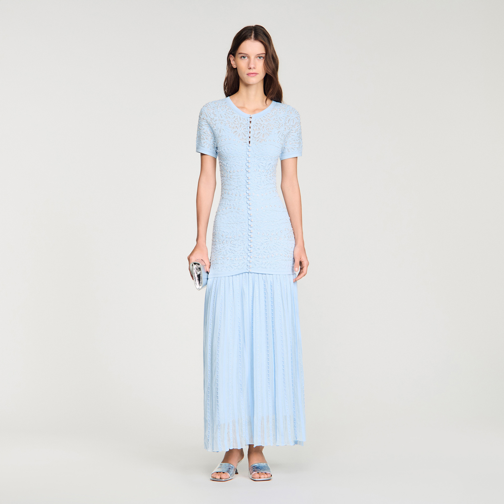 Beaded knit maxi dress