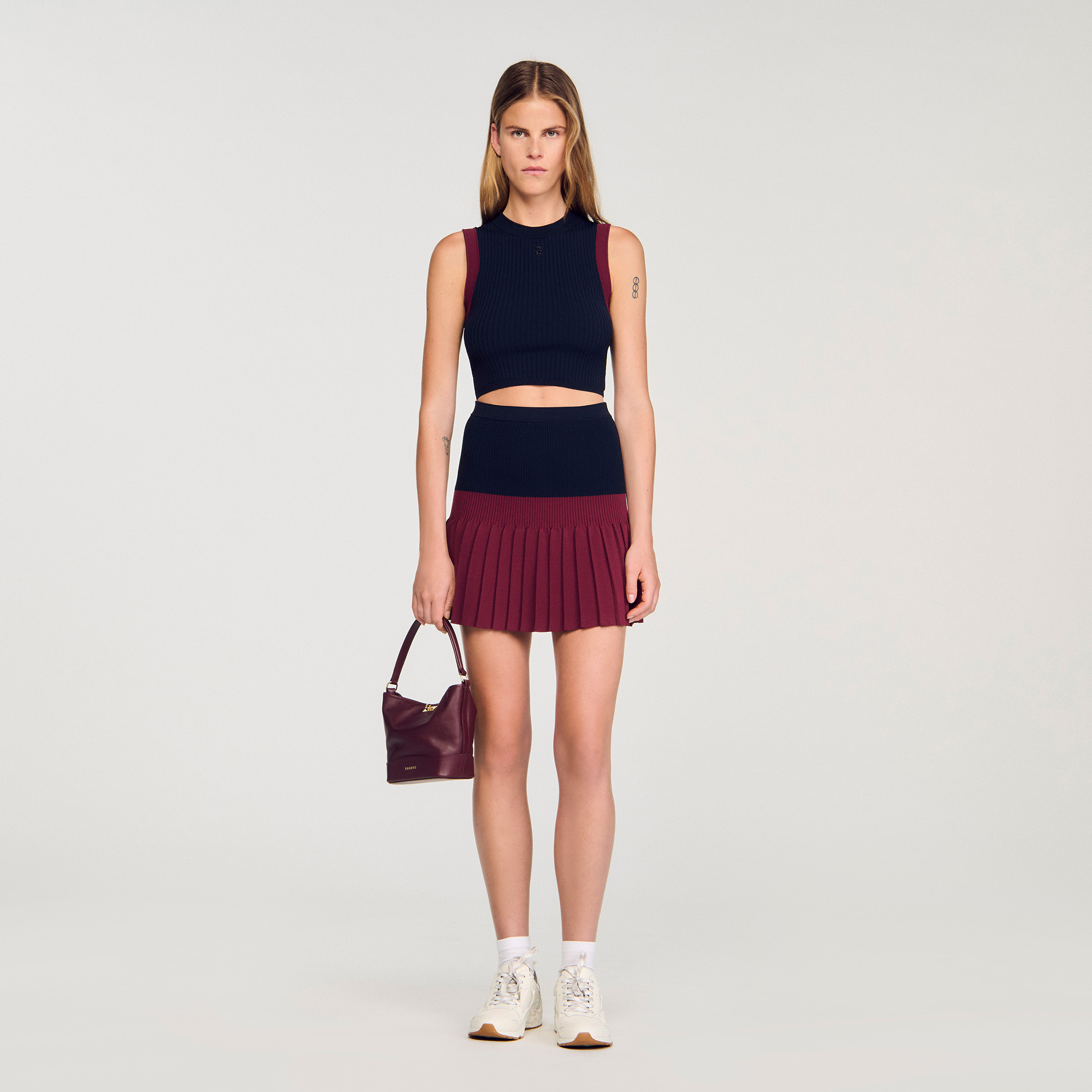 Two-tone knit top