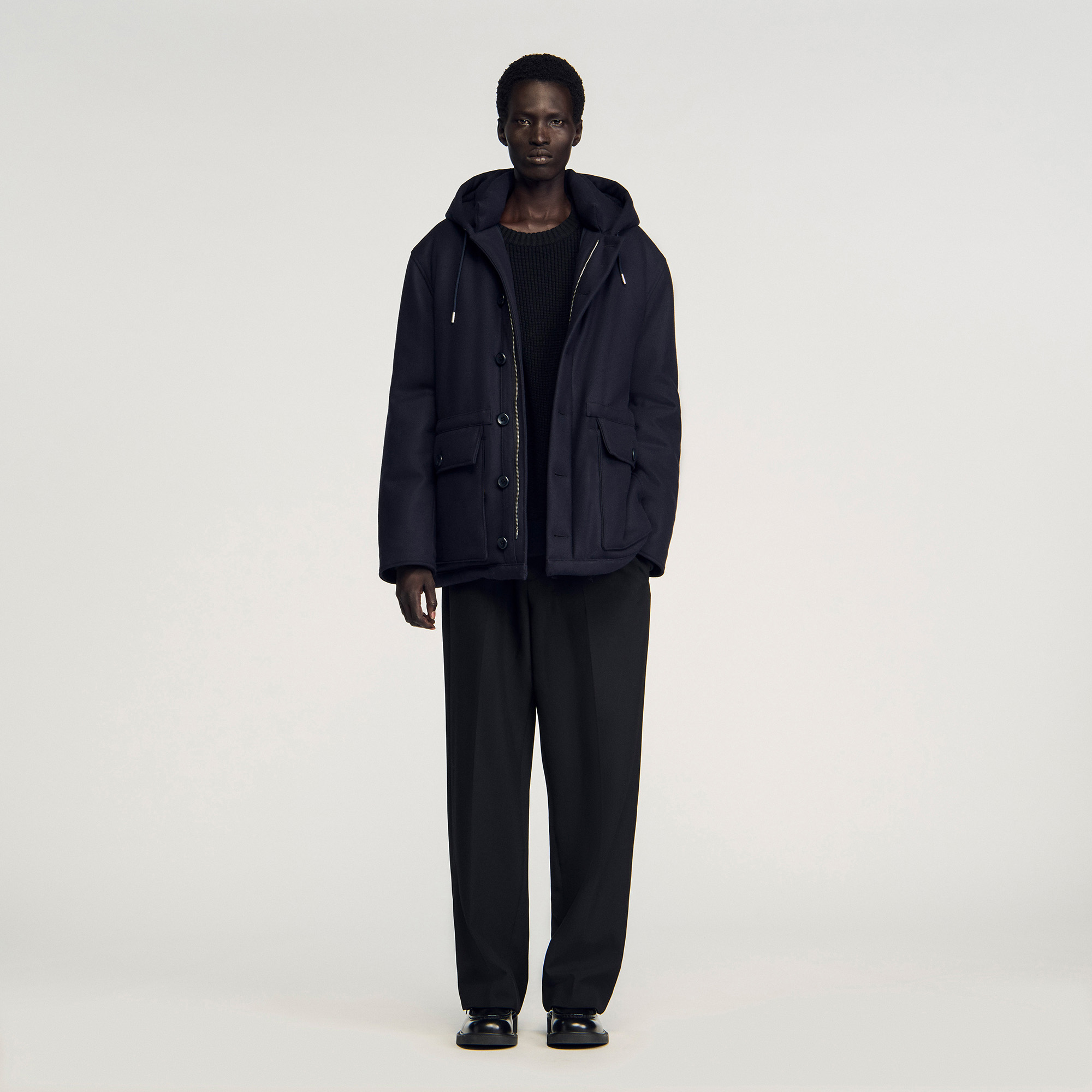 Hooded wool parka