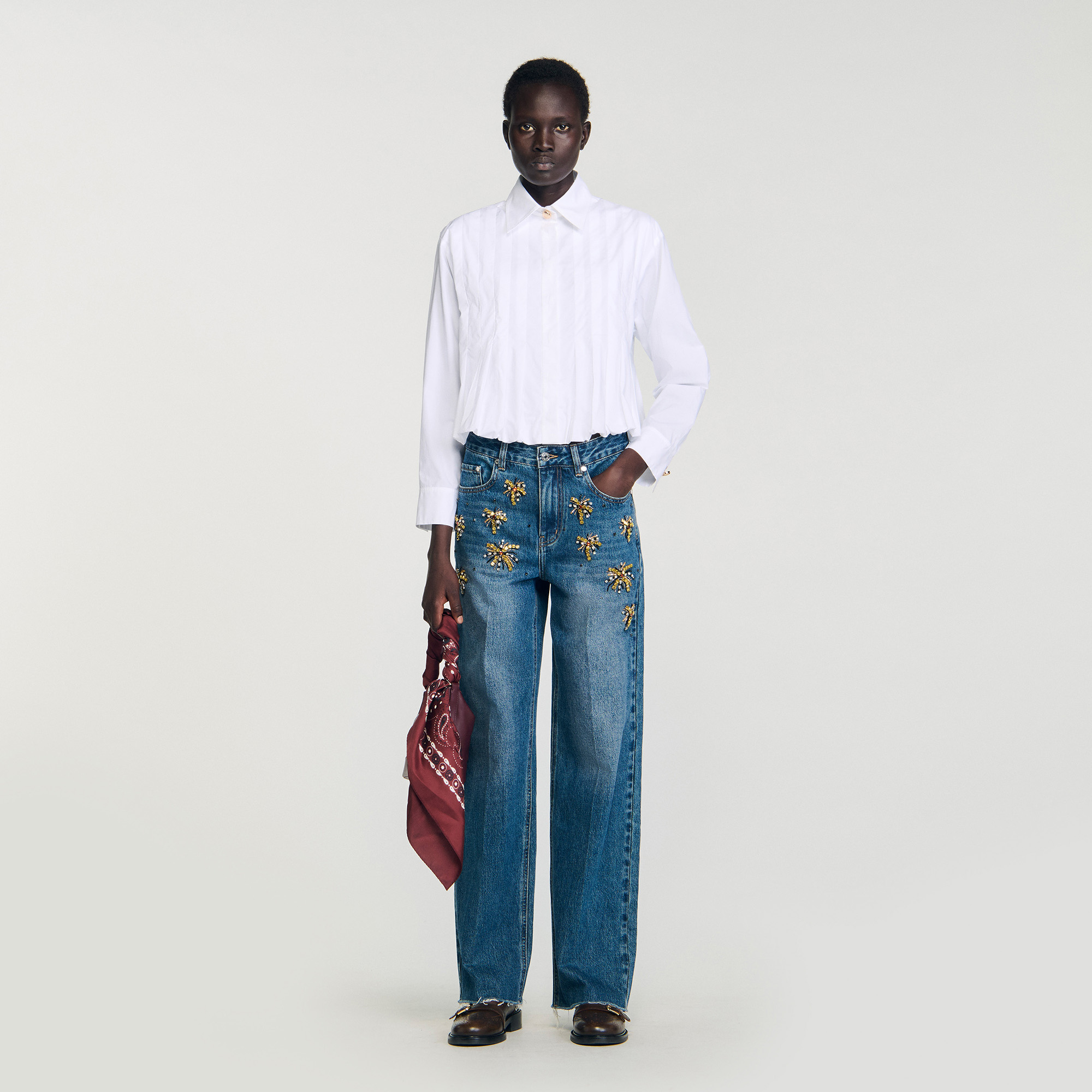 Pleated cropped shirt