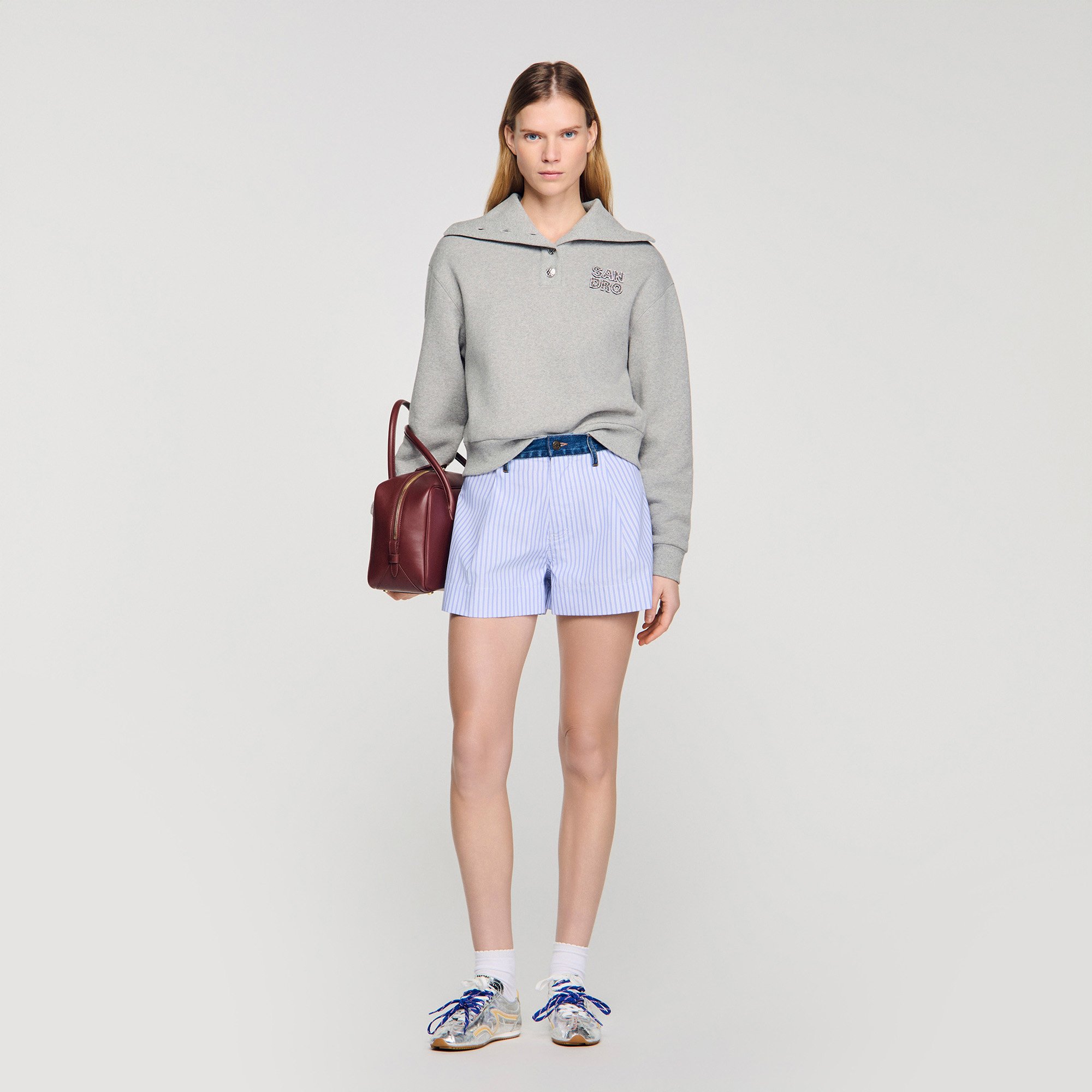 Embroidered split neck sweatshirt by Sandro