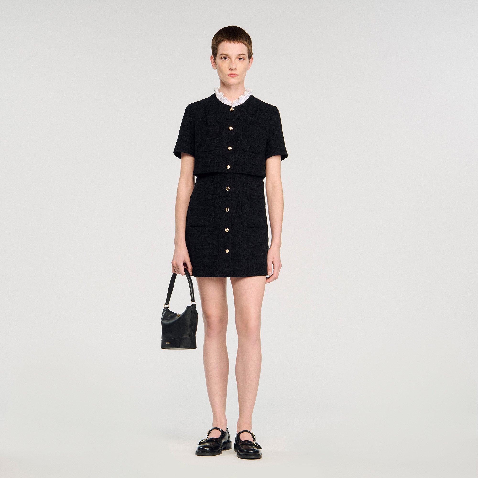 Mini dress with detachable collar