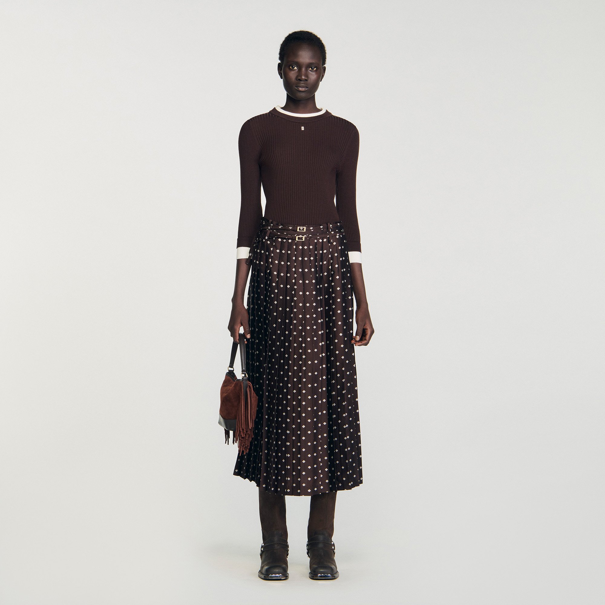 Scarf print midi skirt by Sandro