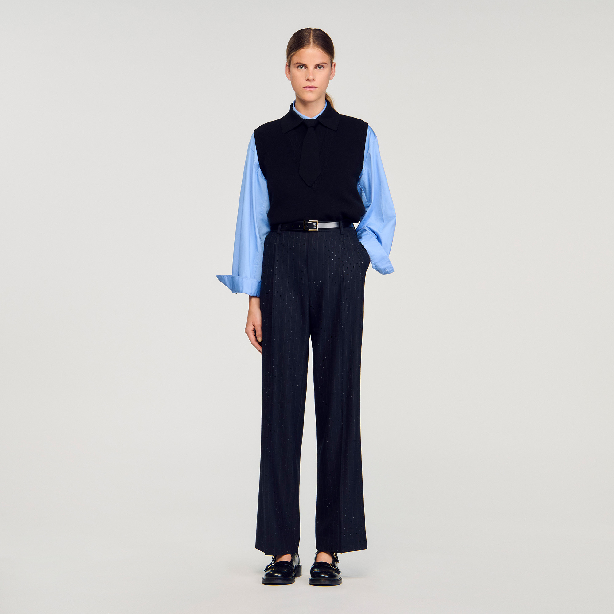 Detachable Tie-Neck Sweater