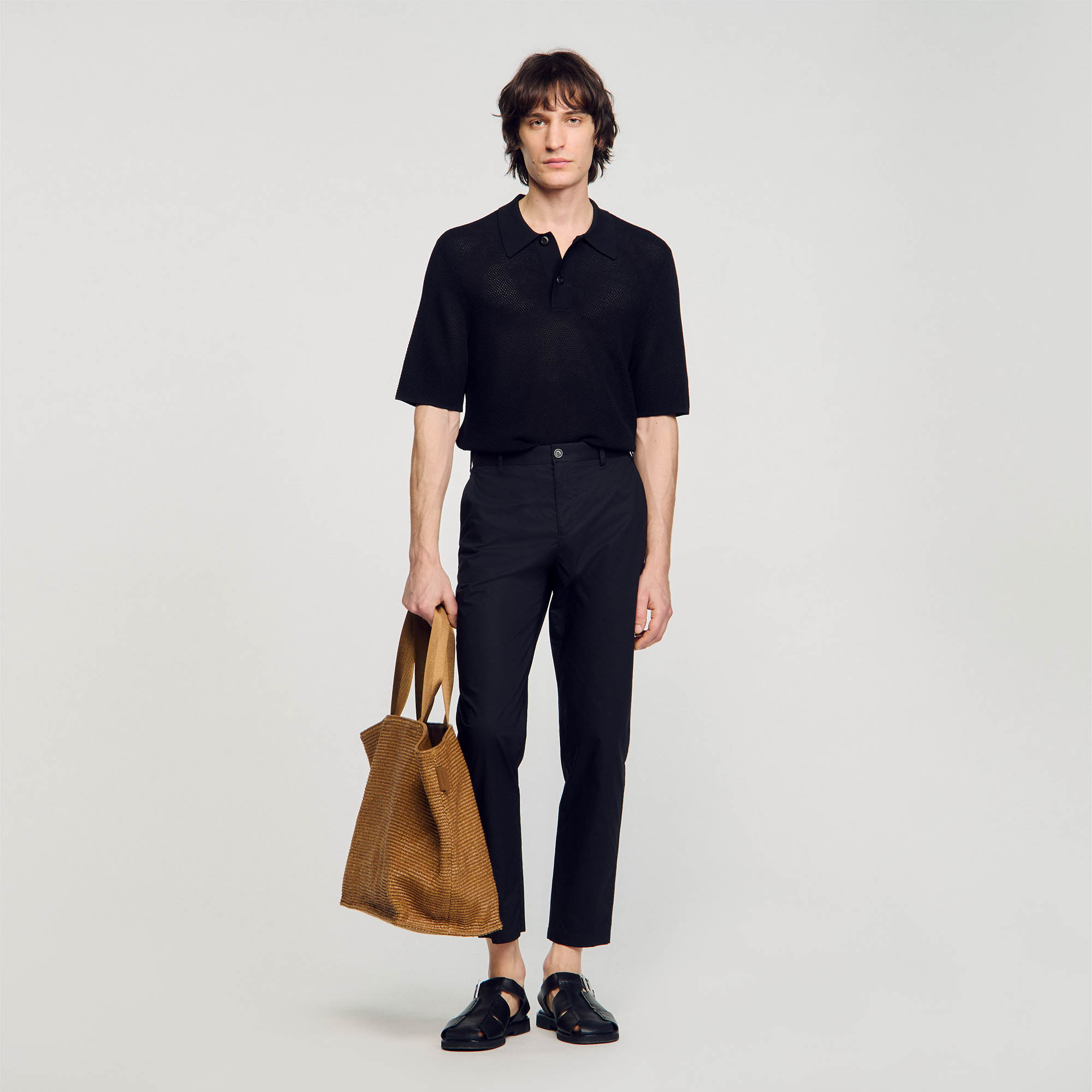Cotton carrot-cut trousers