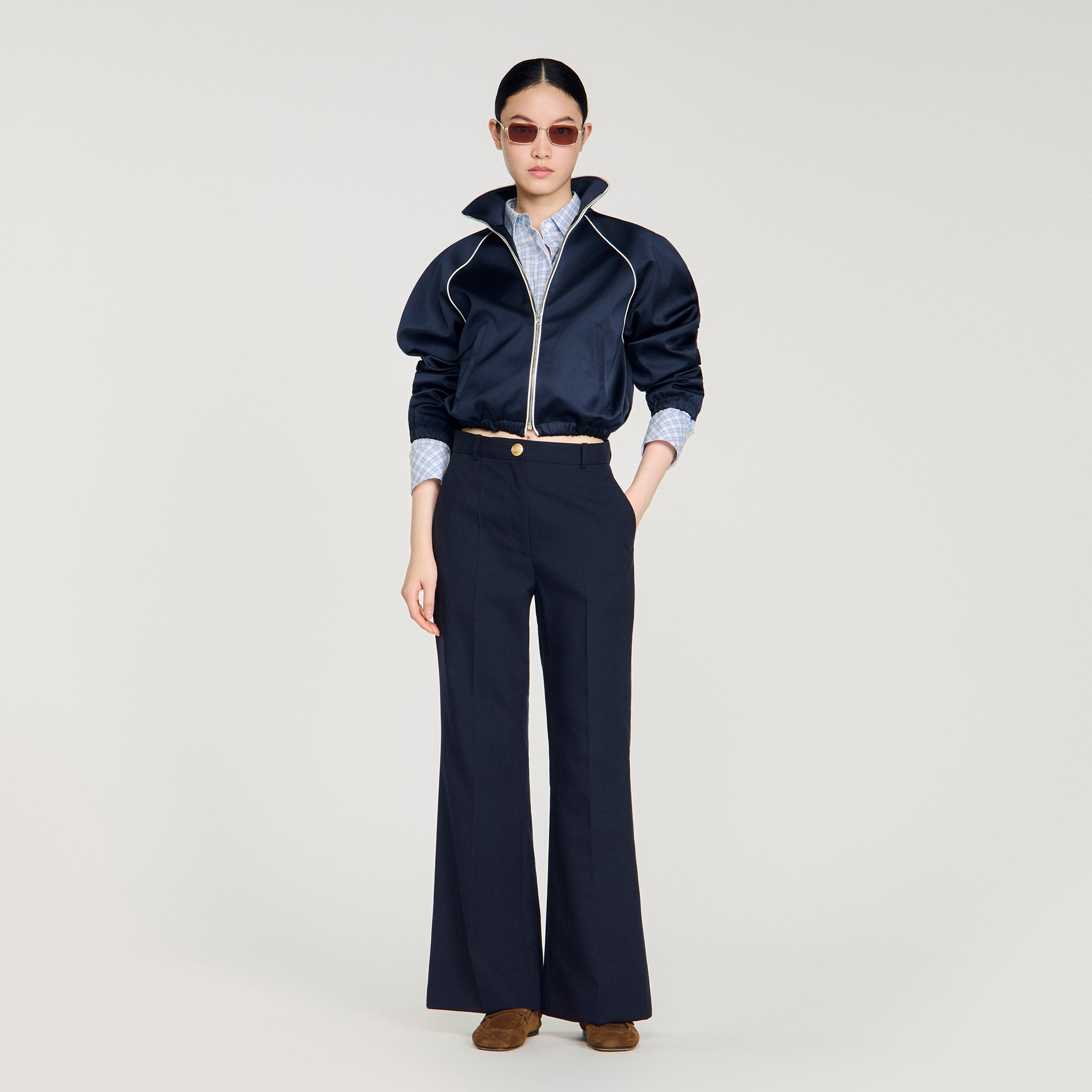 Wide-leg wool trousers