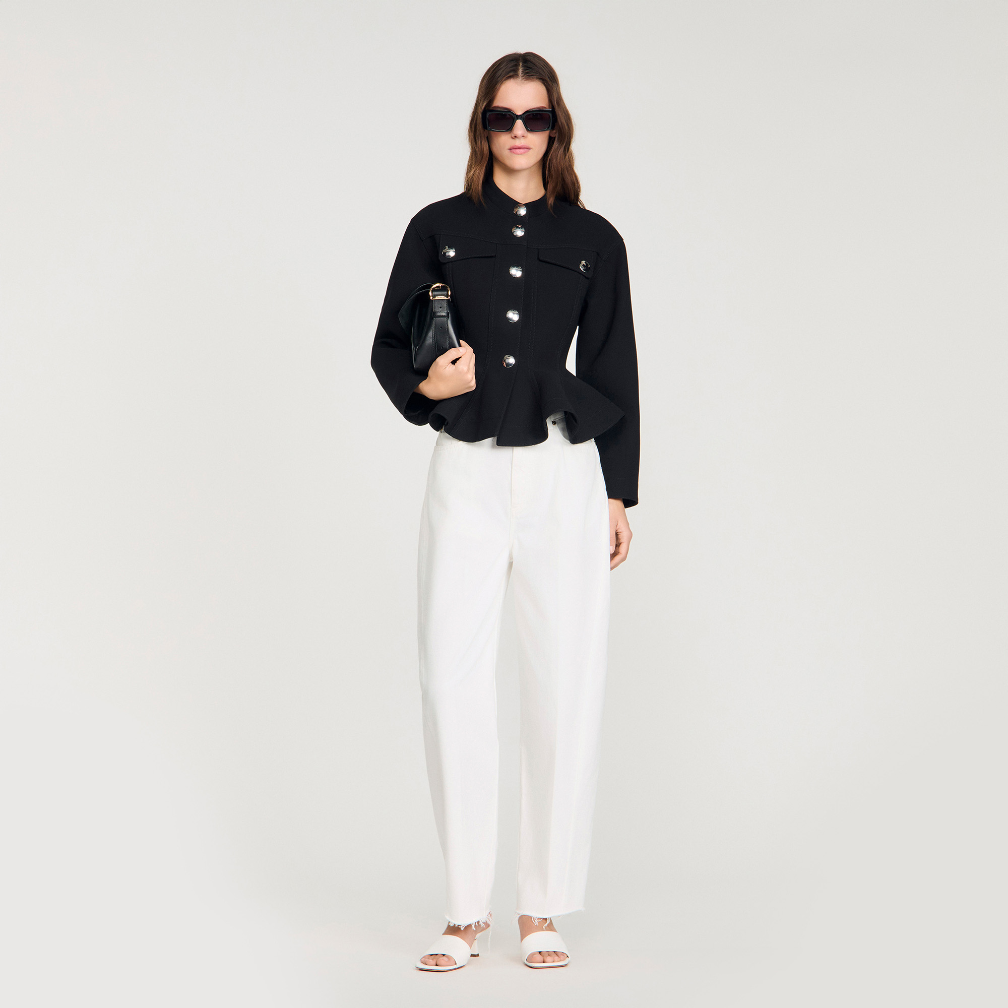 Cropped ruffled peplum jacket