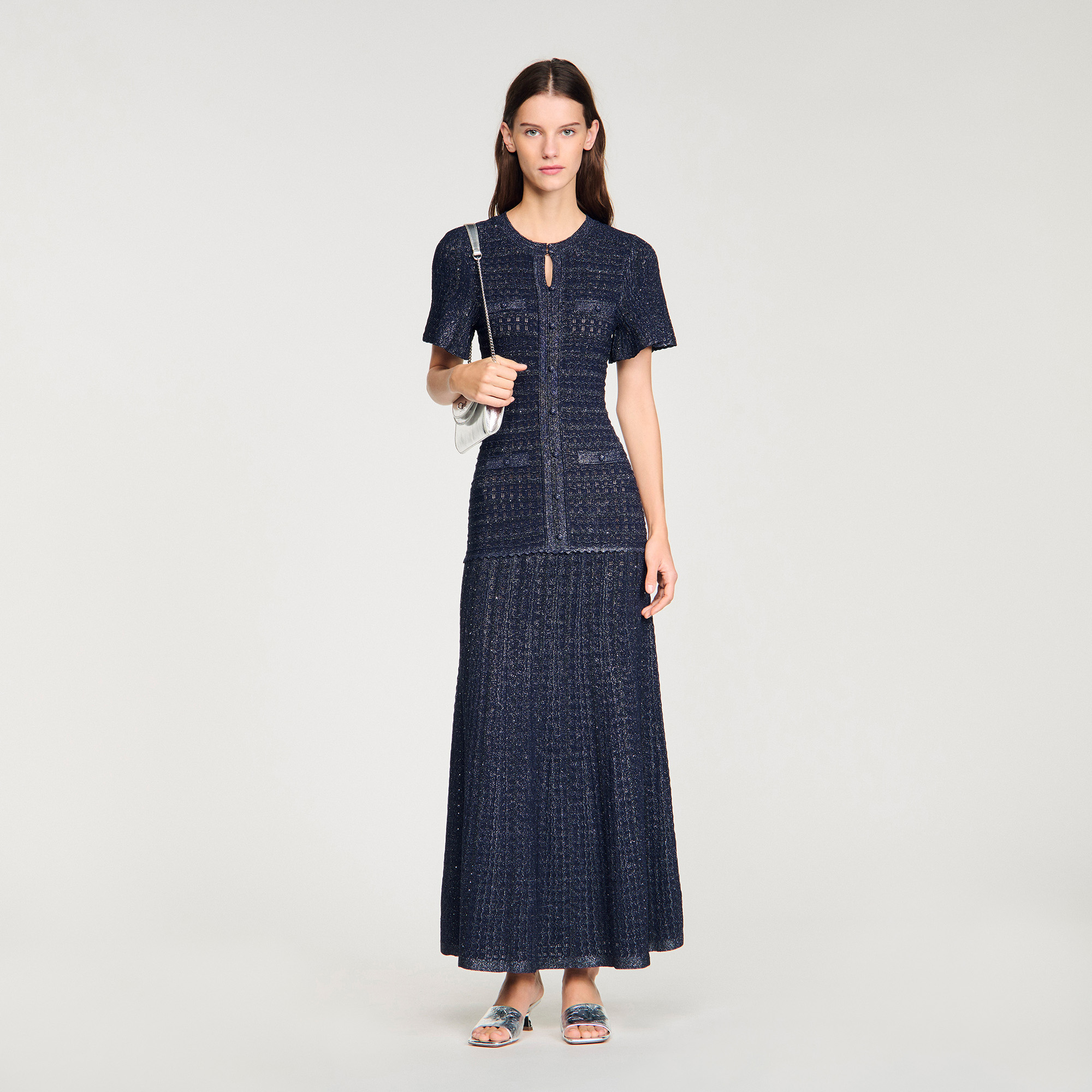 Rhinestone knit maxi dress