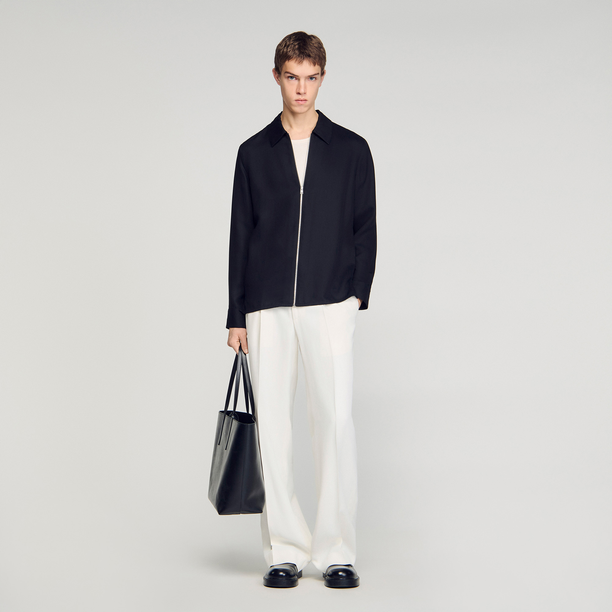 Loose-fit zip-up shirt