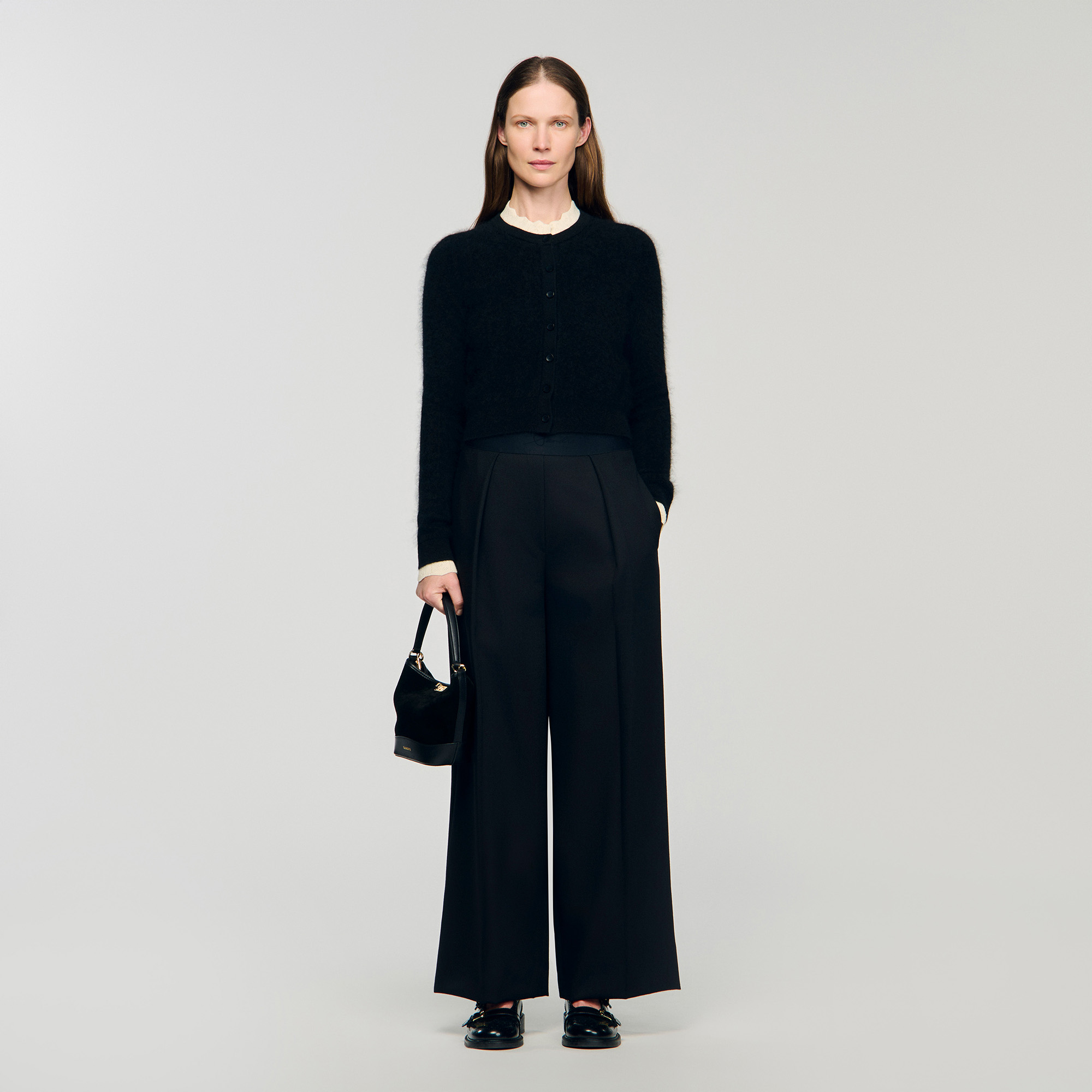 Pointelle collar cardigan