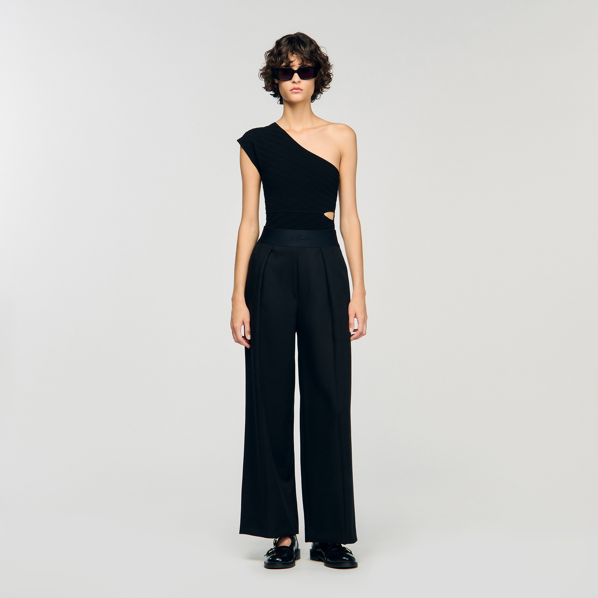 Asymmetric knit bodysuit by Sandro