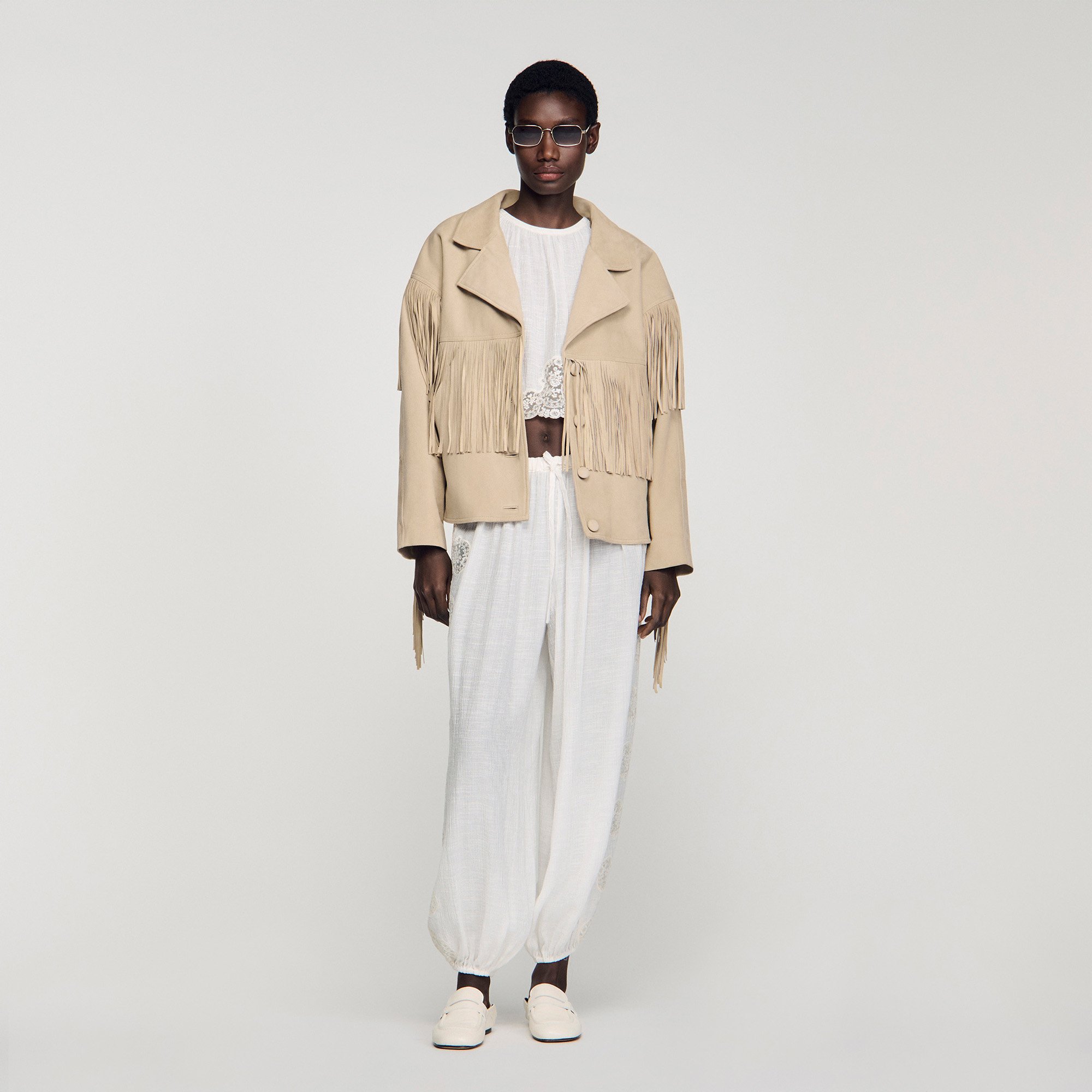 Fringed suede jacket by Sandro