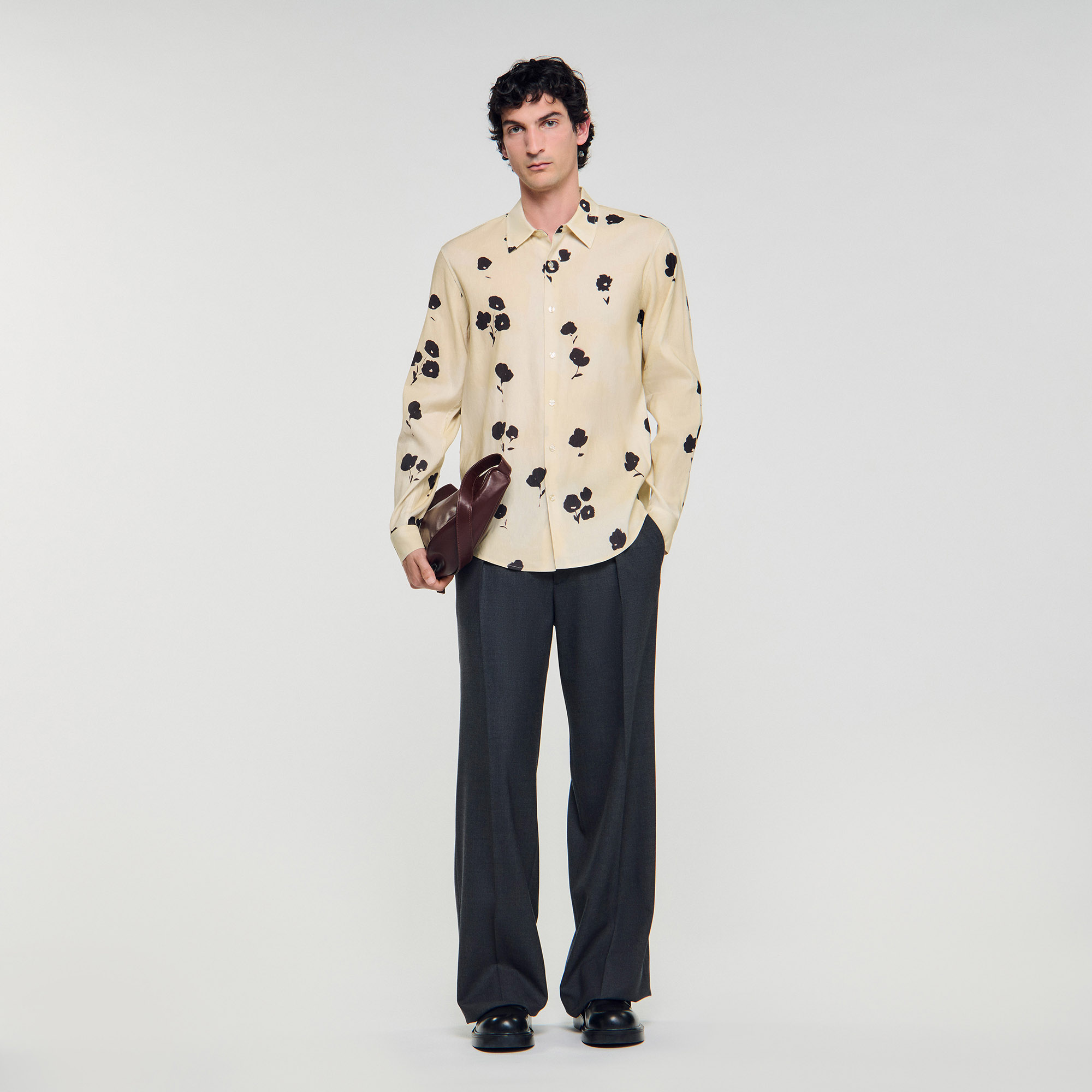 Floral print linen shirt