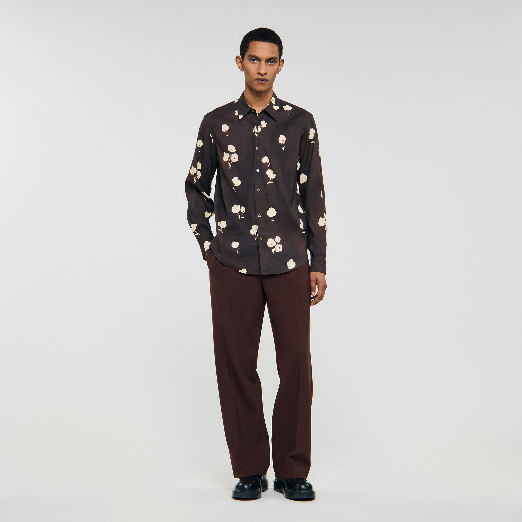 Floral print linen shirt