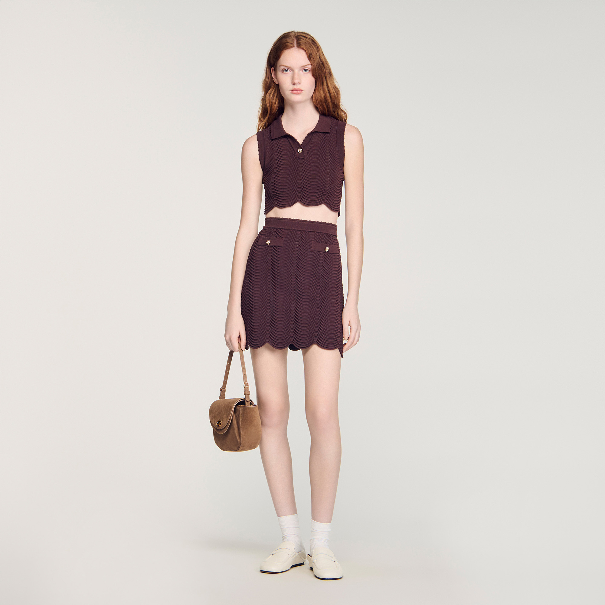 Mini decorative knit skirt