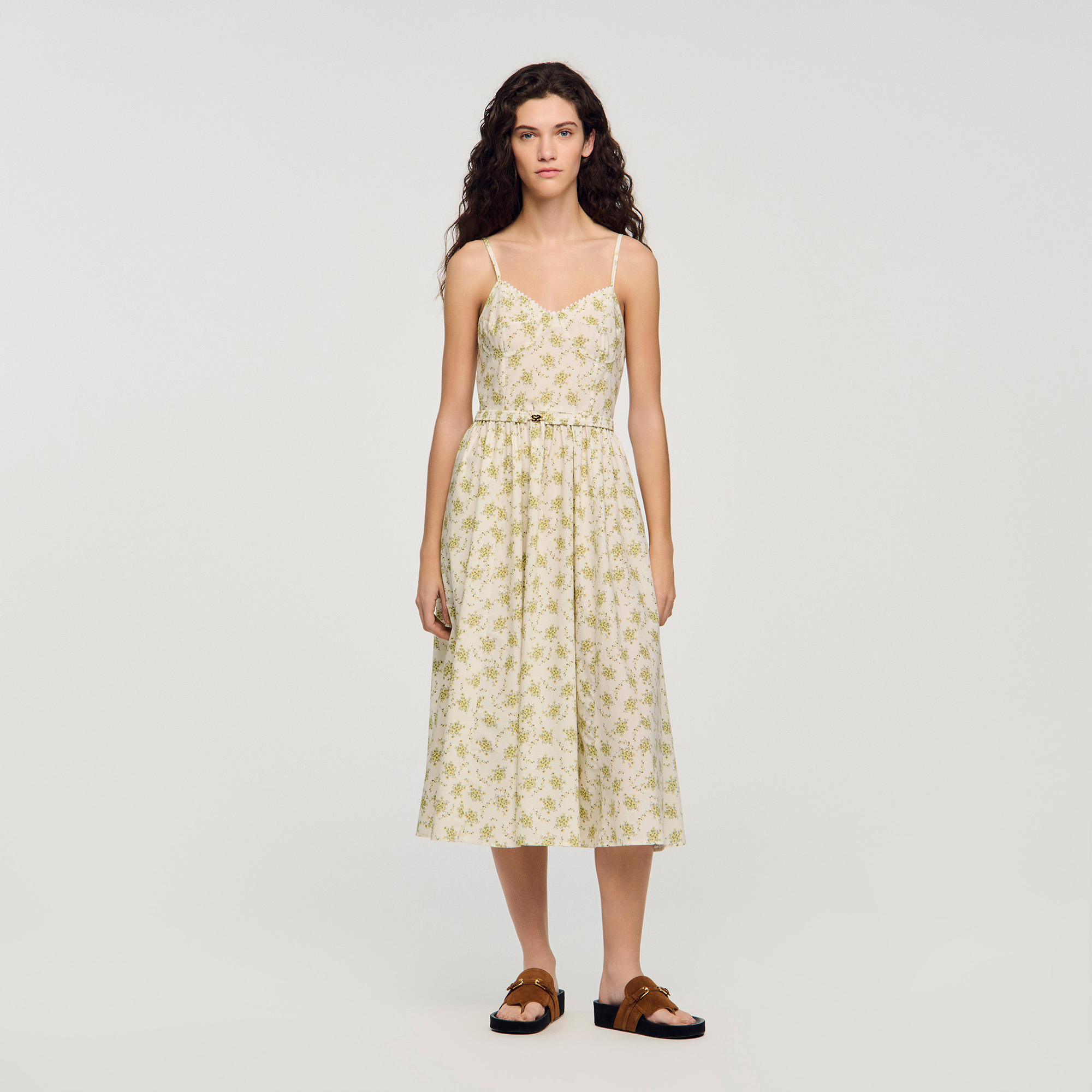 Floral midi dress with straps