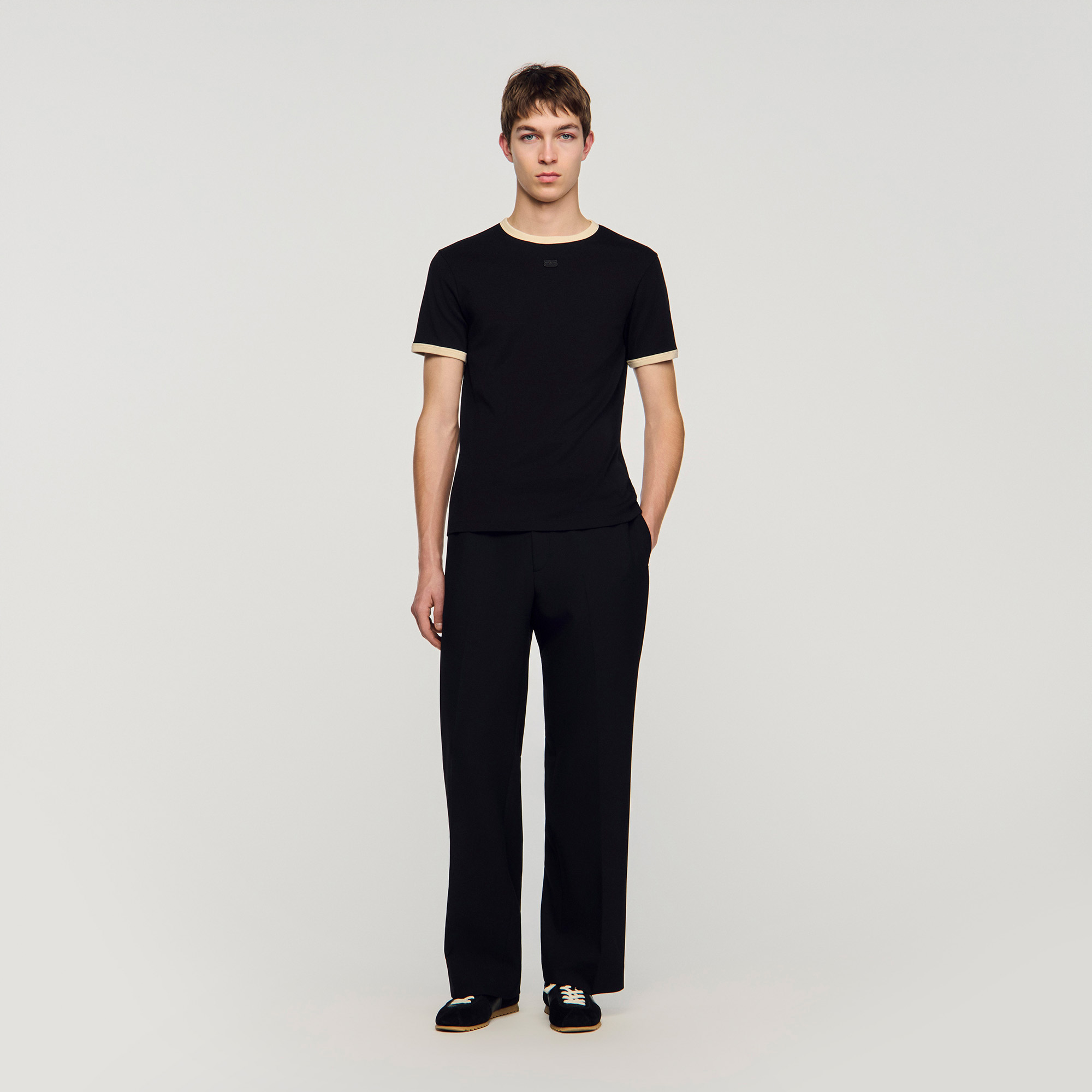 Two-tone patch T-shirt