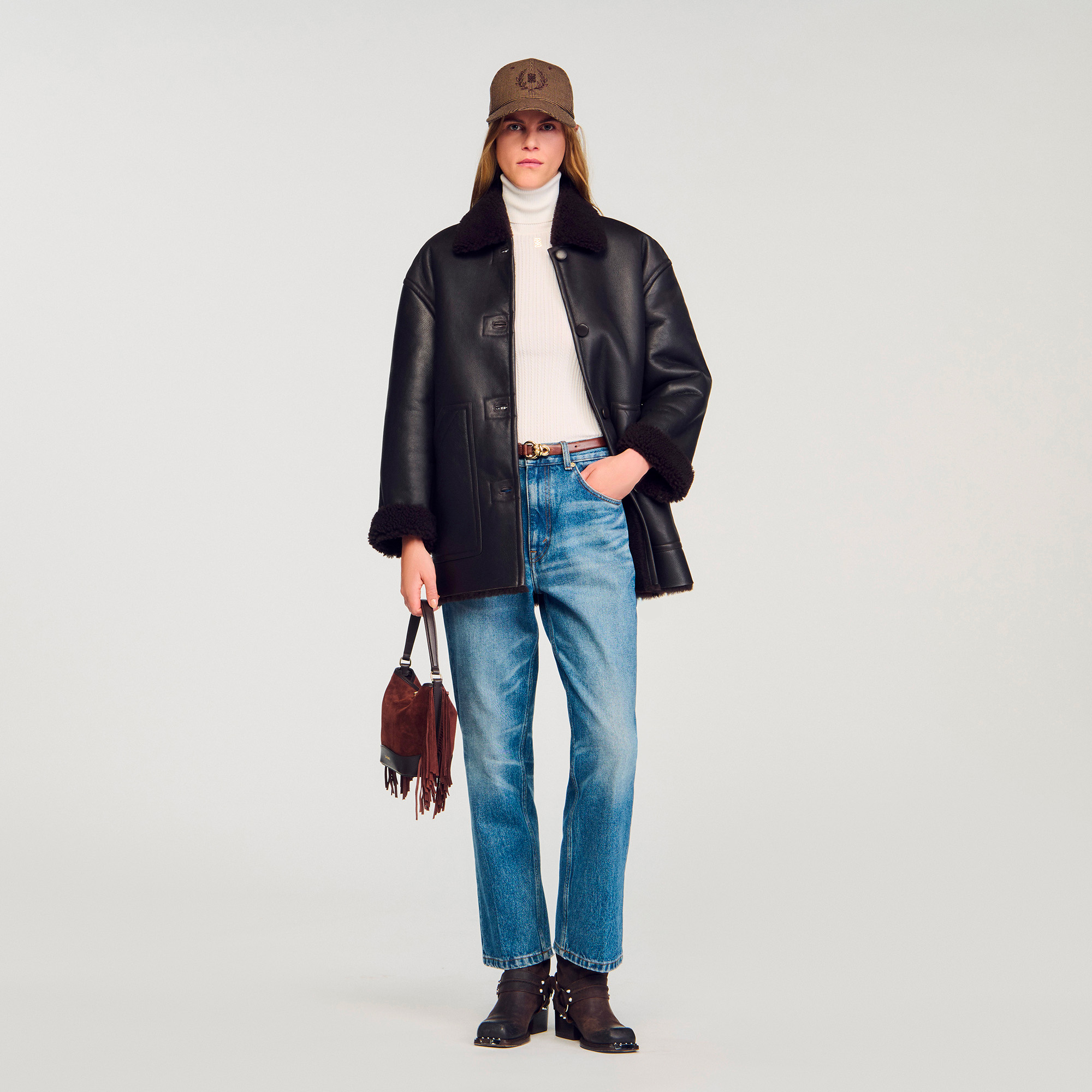 Aviator shearling coat