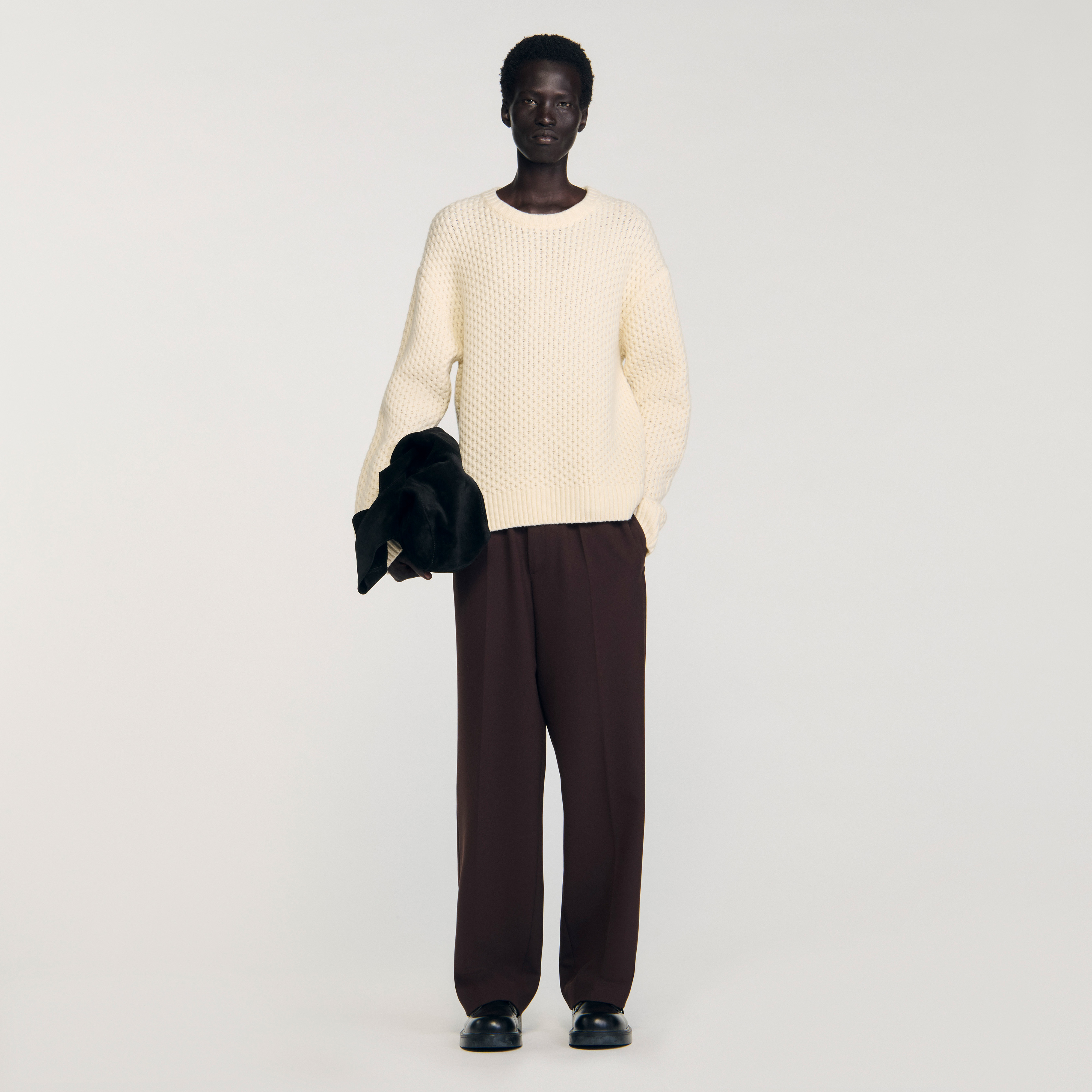 Honeycomb stitch wool sweater