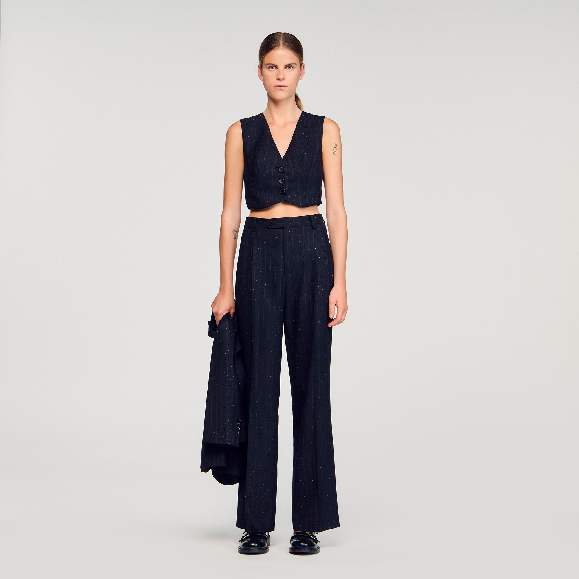 Striped rhinestone vest by Sandro