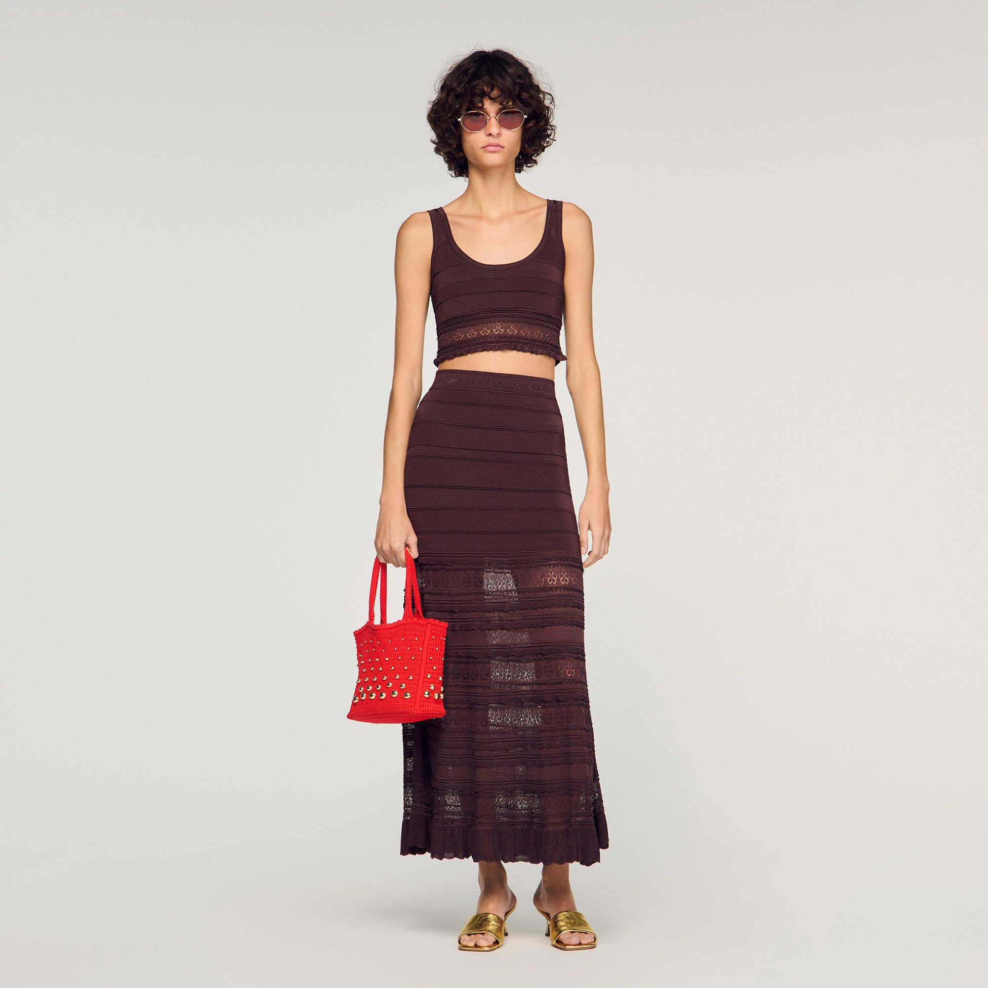 Pointelle knit crop top