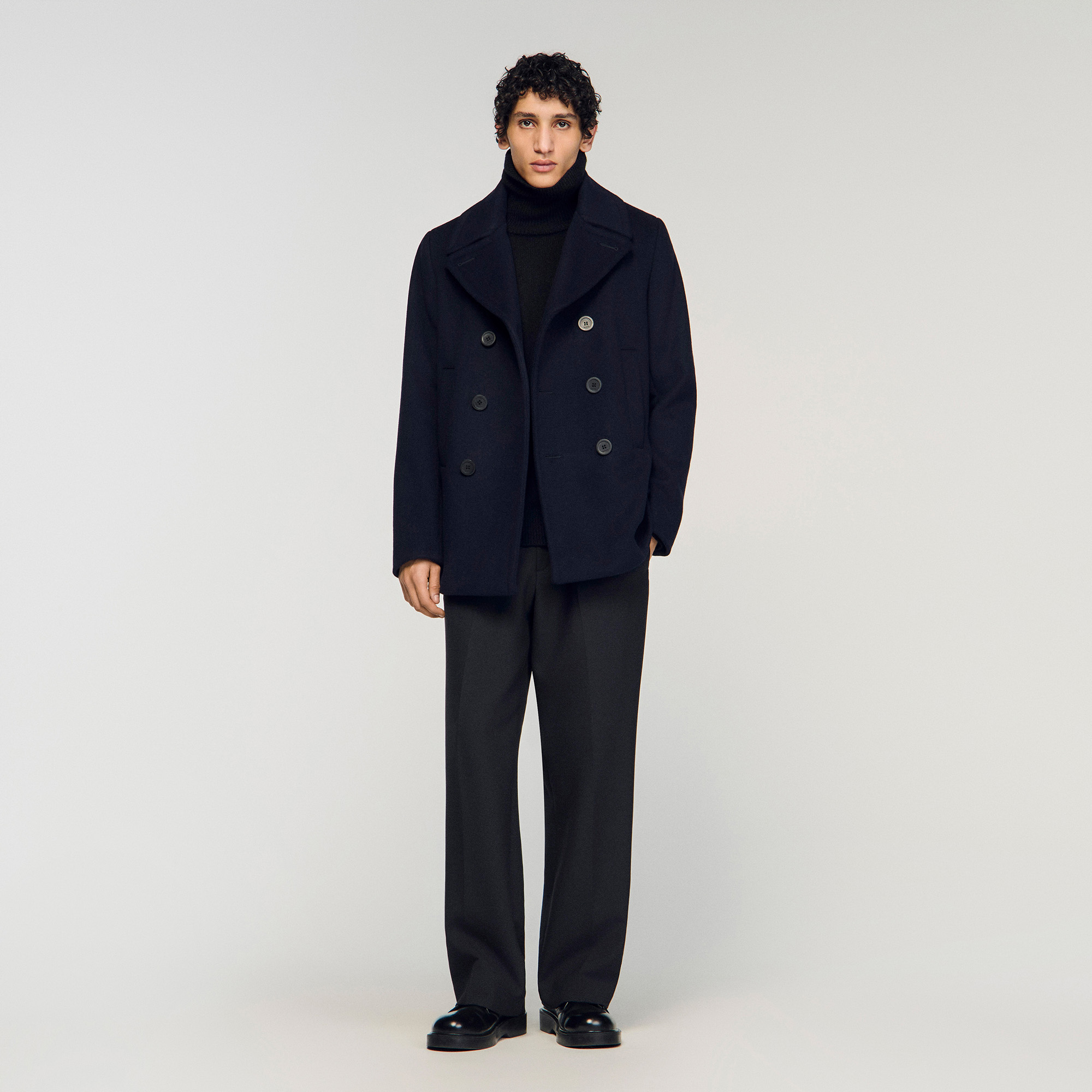 Straight-fit wool-blend coat by Sandro