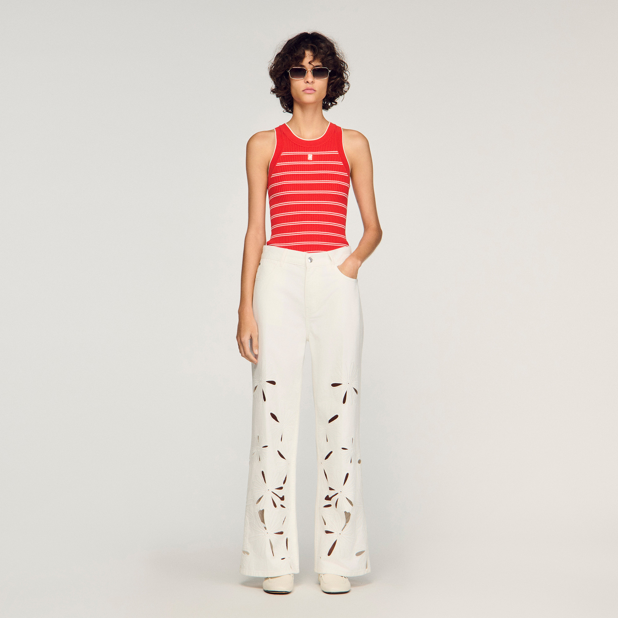 Wide-leg embroidered jeans by Sandro