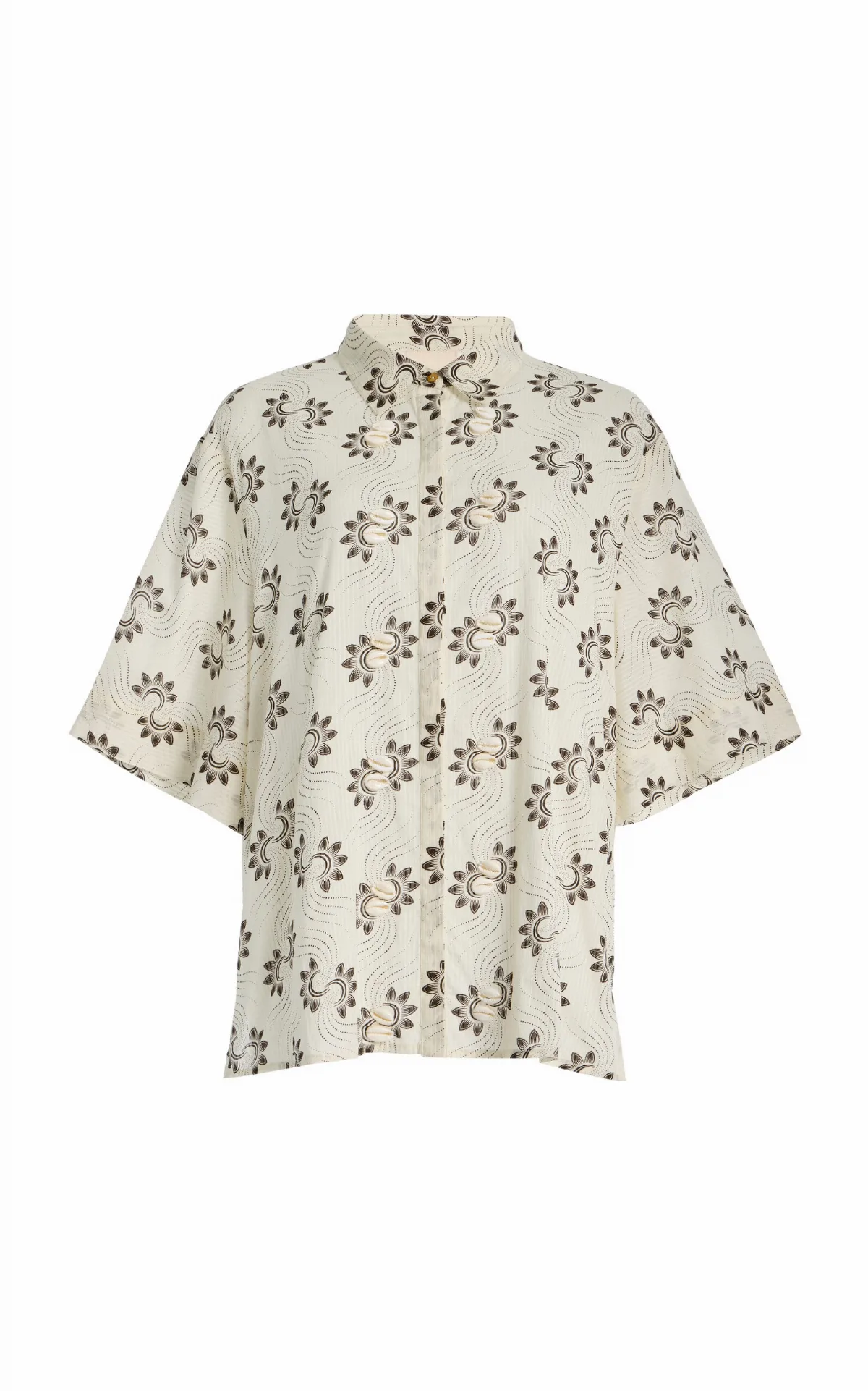 Cerbere Shell-Detailed Printed Cotton-Voile Shirt