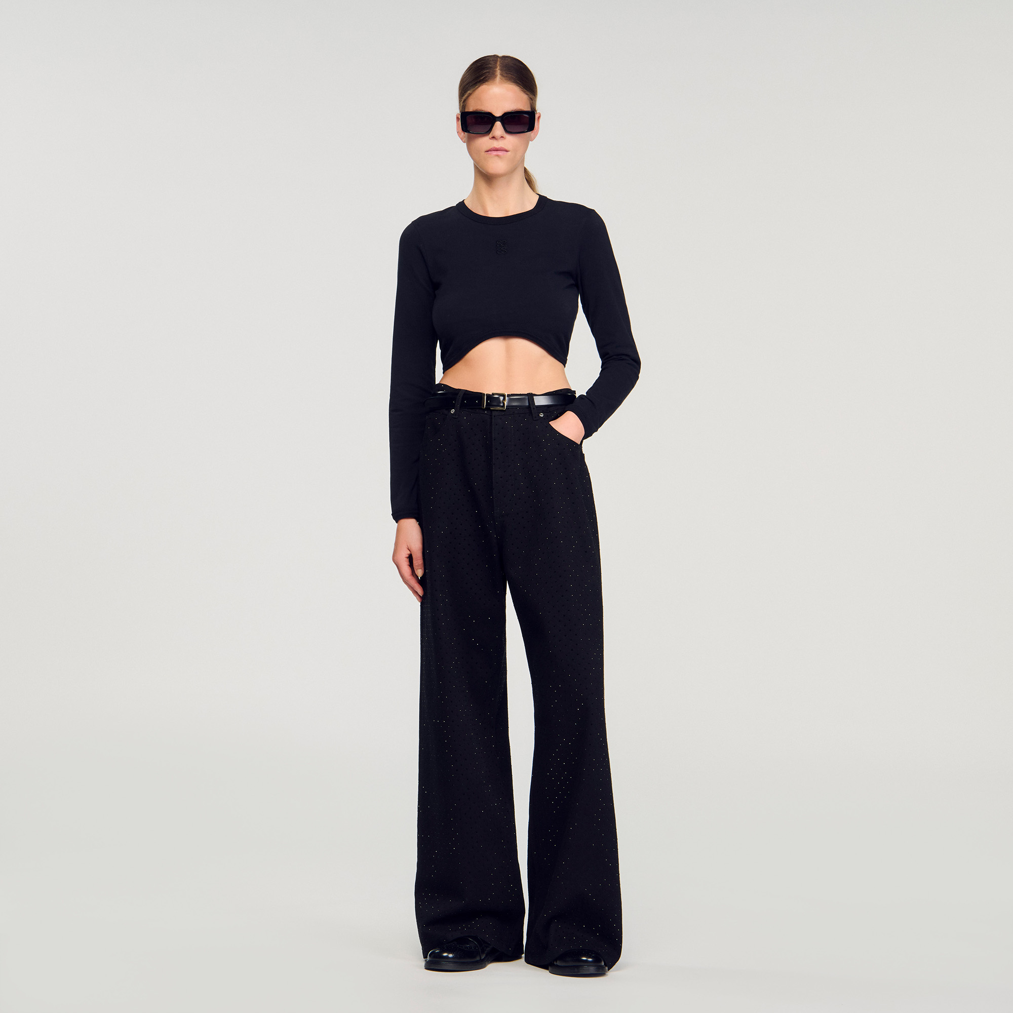 Cropped embroidered T-shirt by Sandro