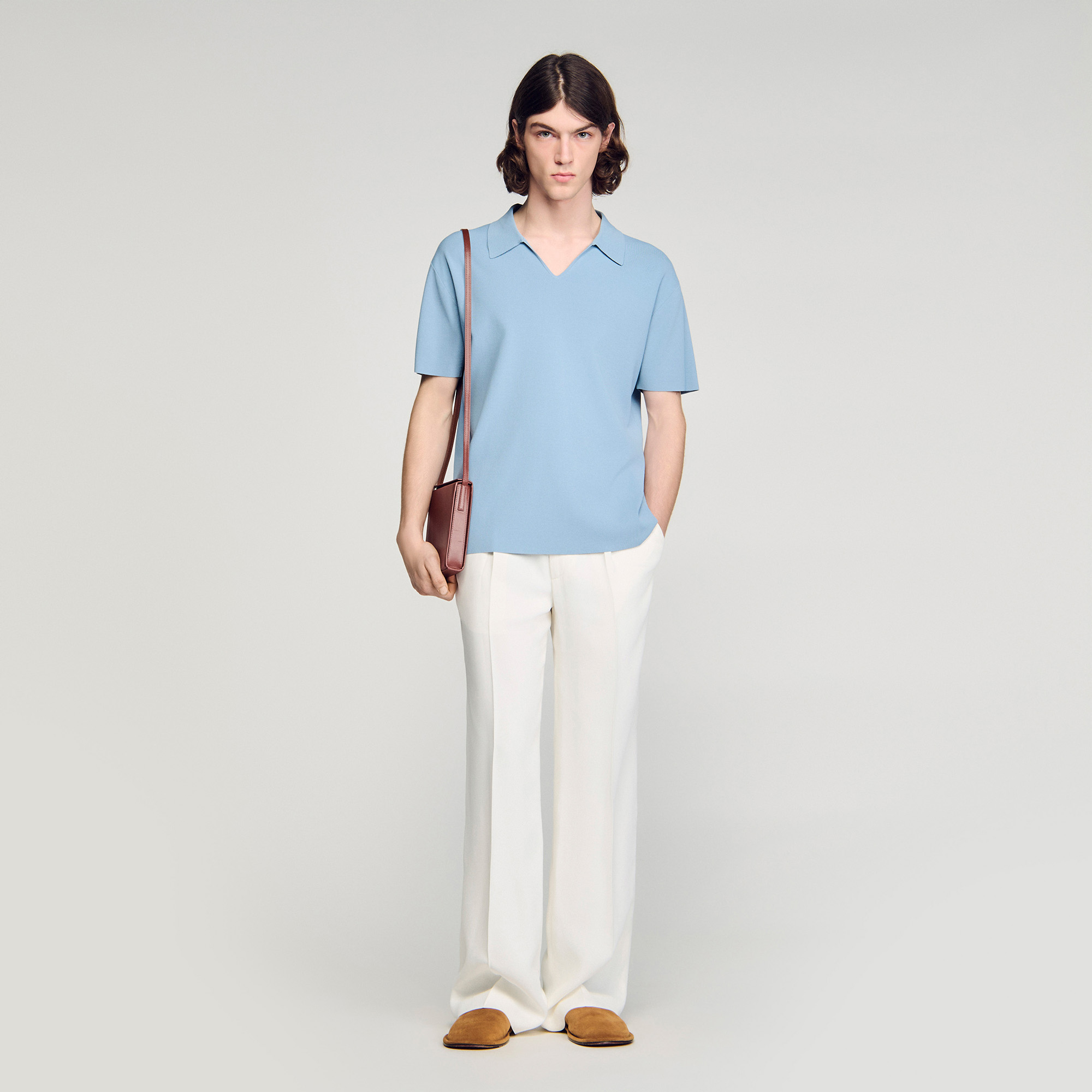 Stretch knit polo shirt by Sandro