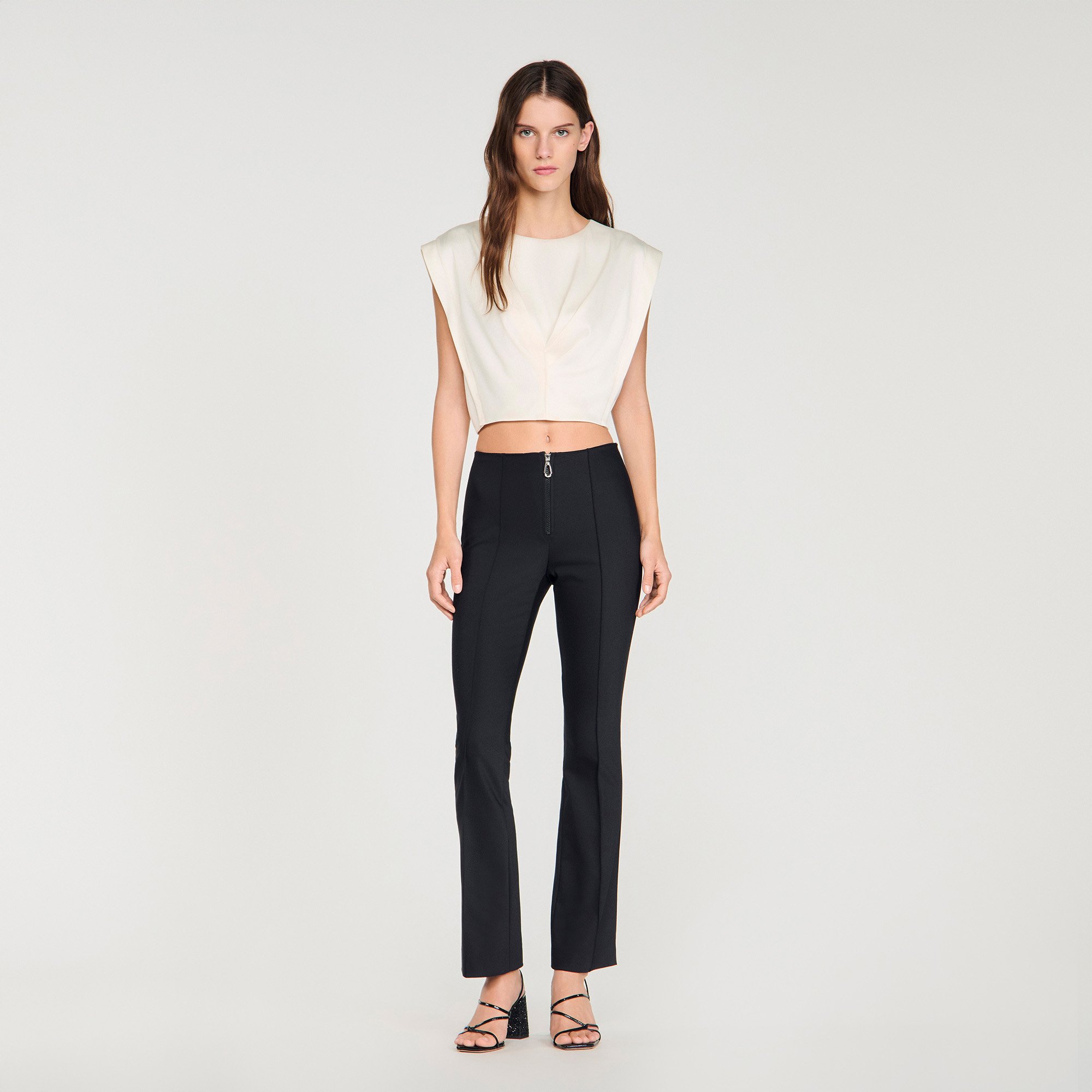 Pleat and zip trousers