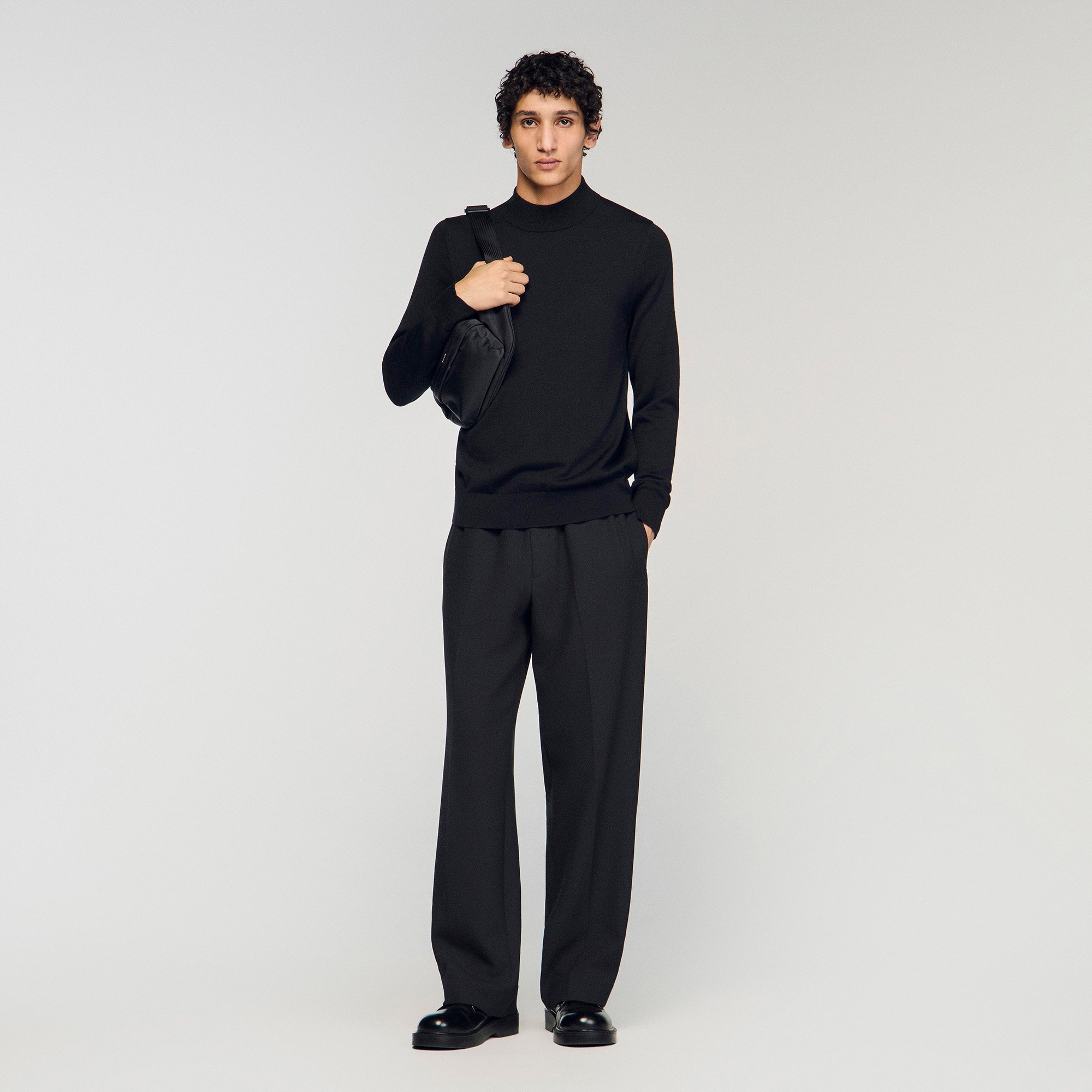 Wool sweater with high neck