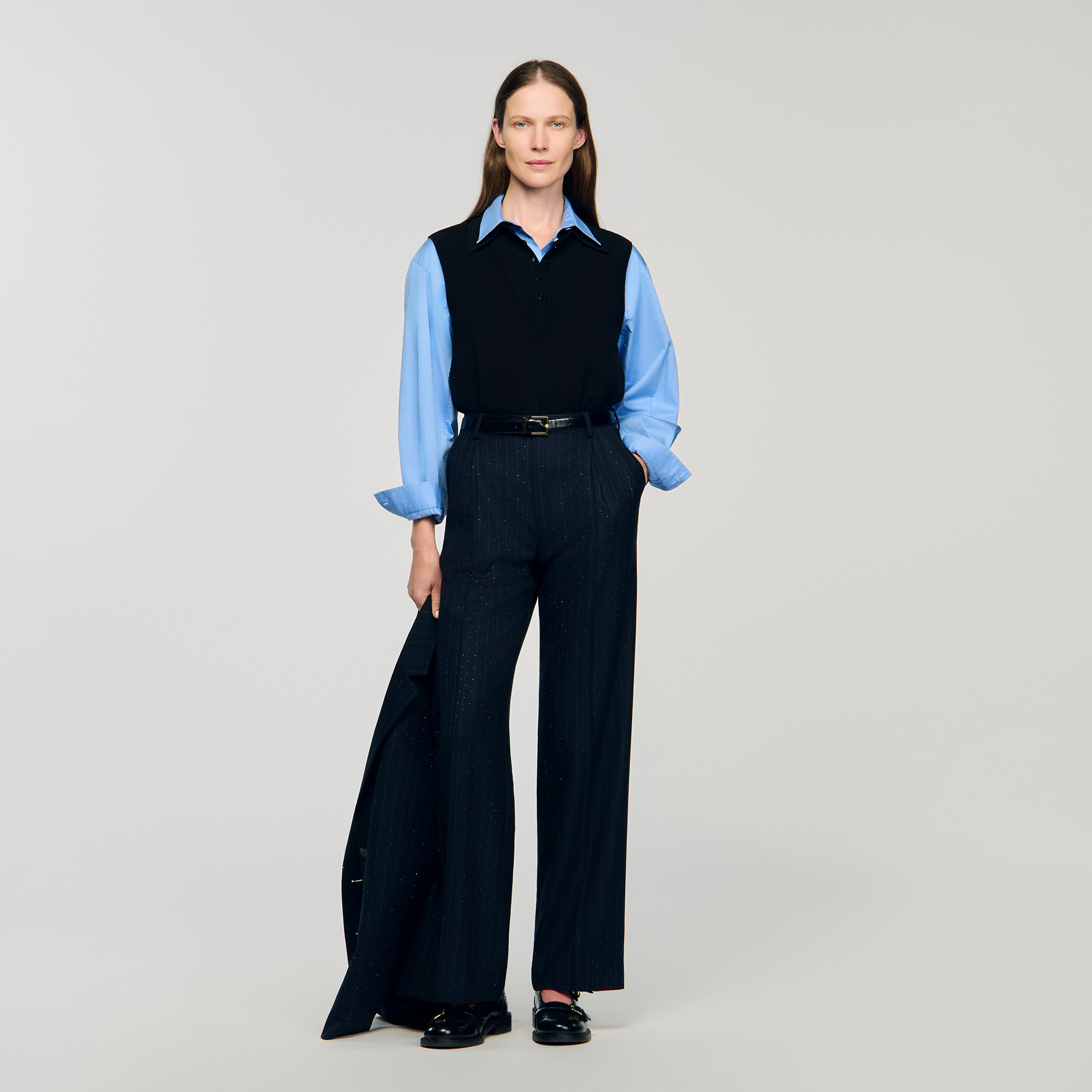 Rhinestone striped trousers by Sandro