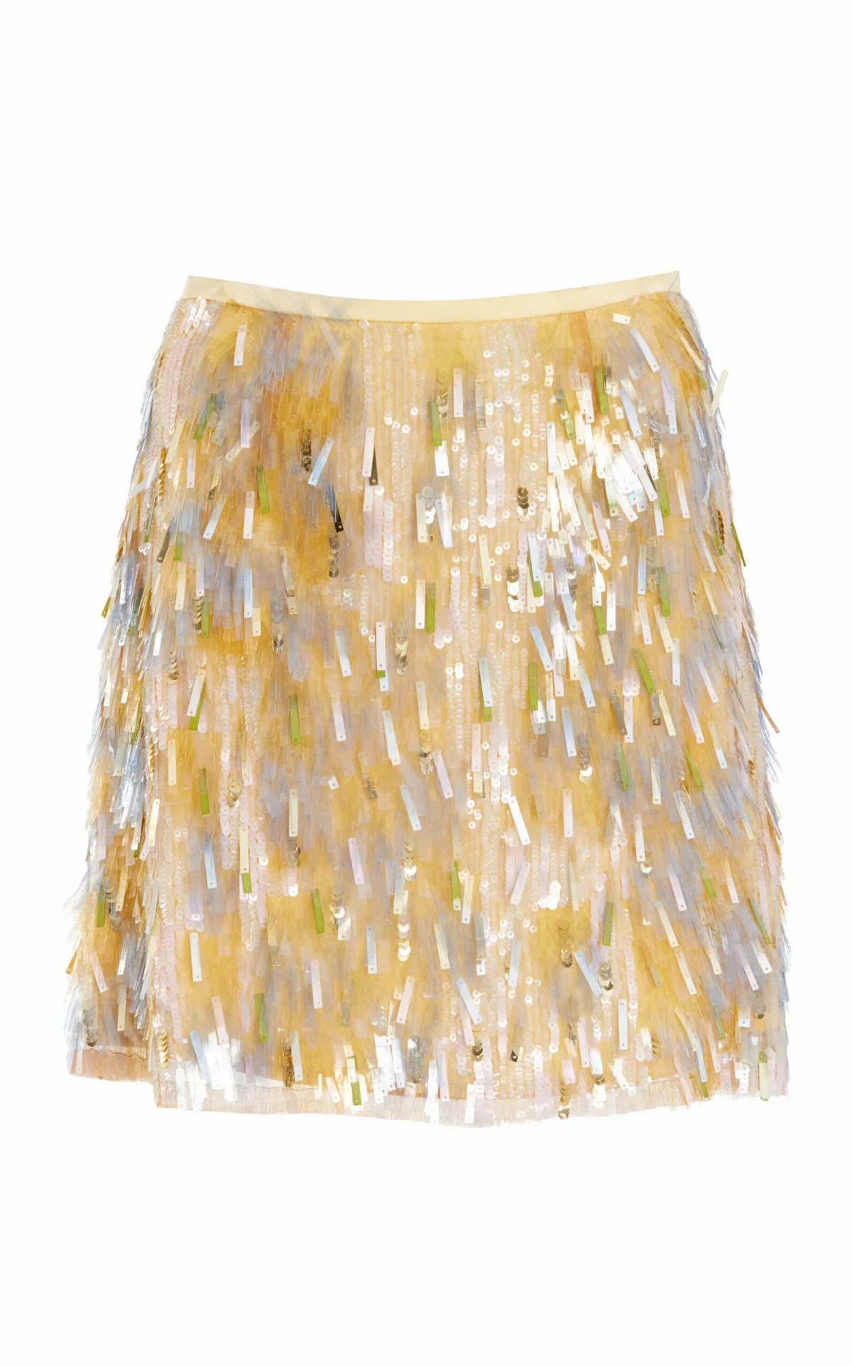 Feather-Embroided Silk Mini Skirt by Sergio Hudson