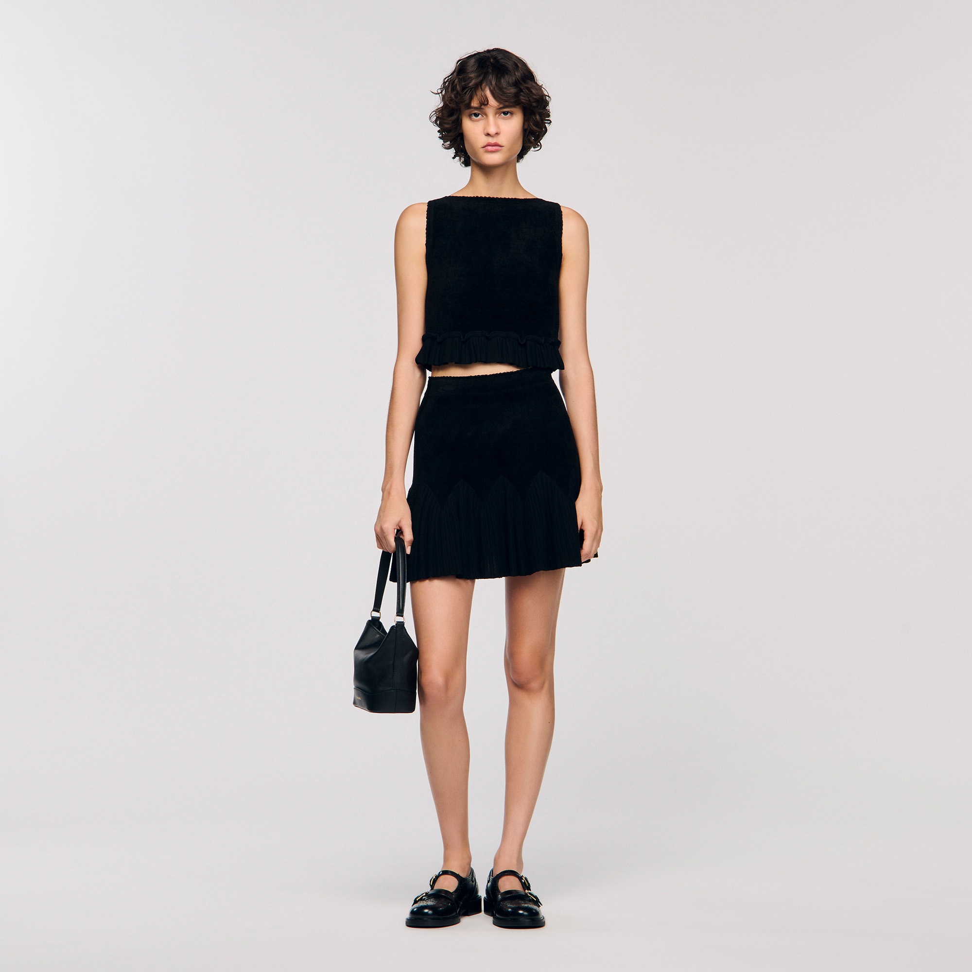 Ruffled knit crop top