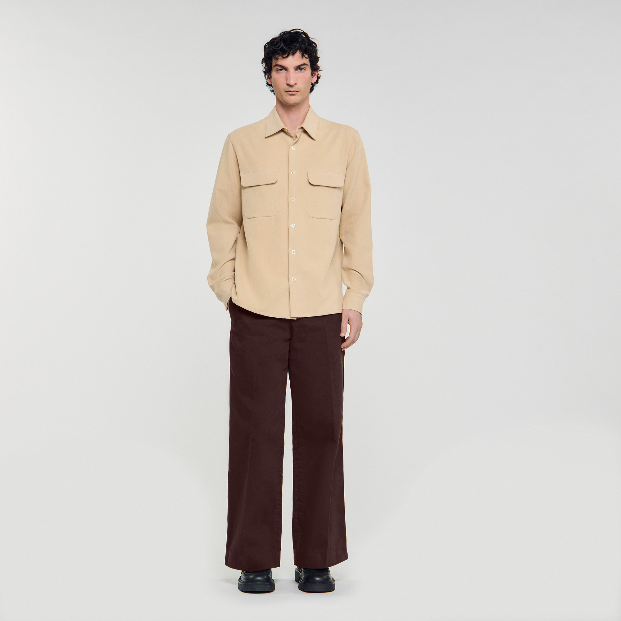 Flap pocket flannel shirt