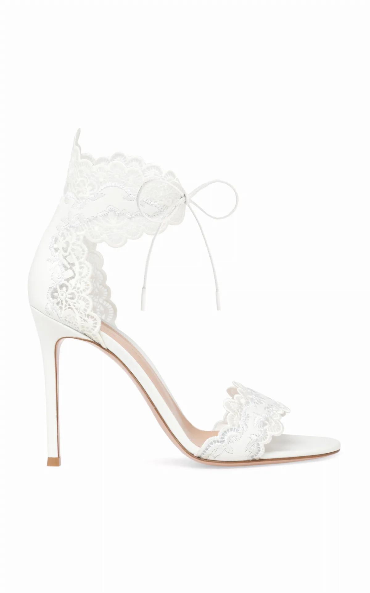 Evie Lace-Trimmed Leather Sandals by Gianvito Rossi