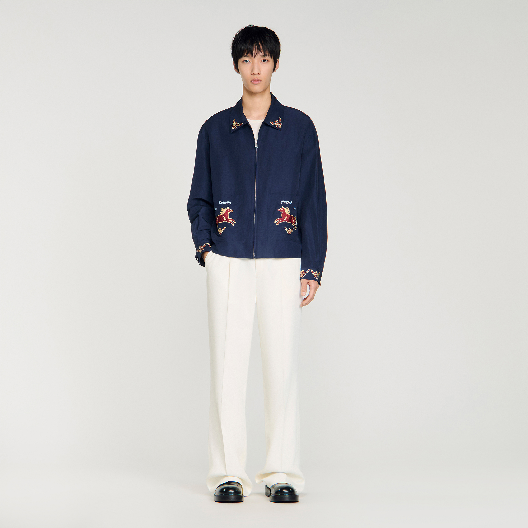Embroidered wing collar jacket by Sandro