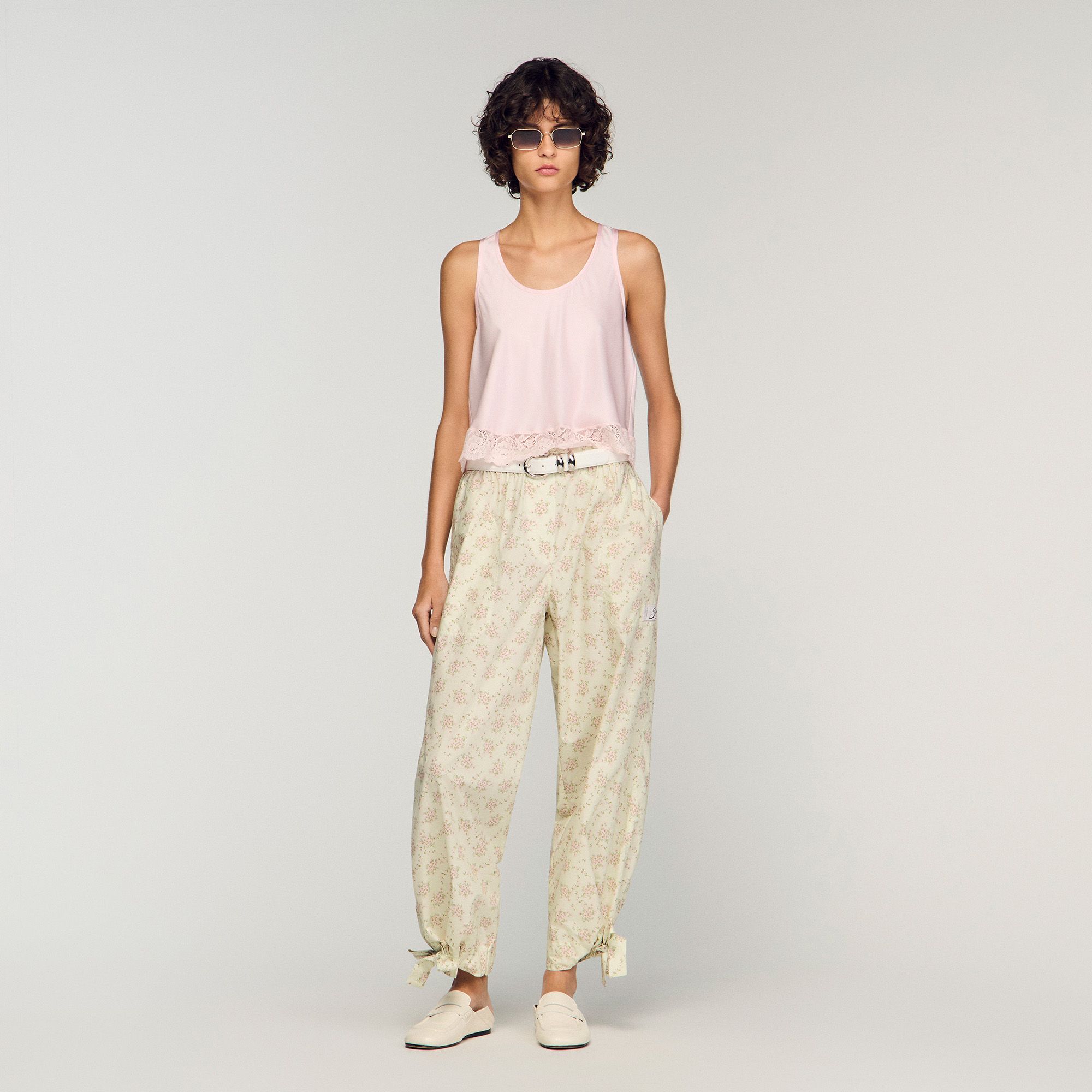 Floral wide-leg trousers