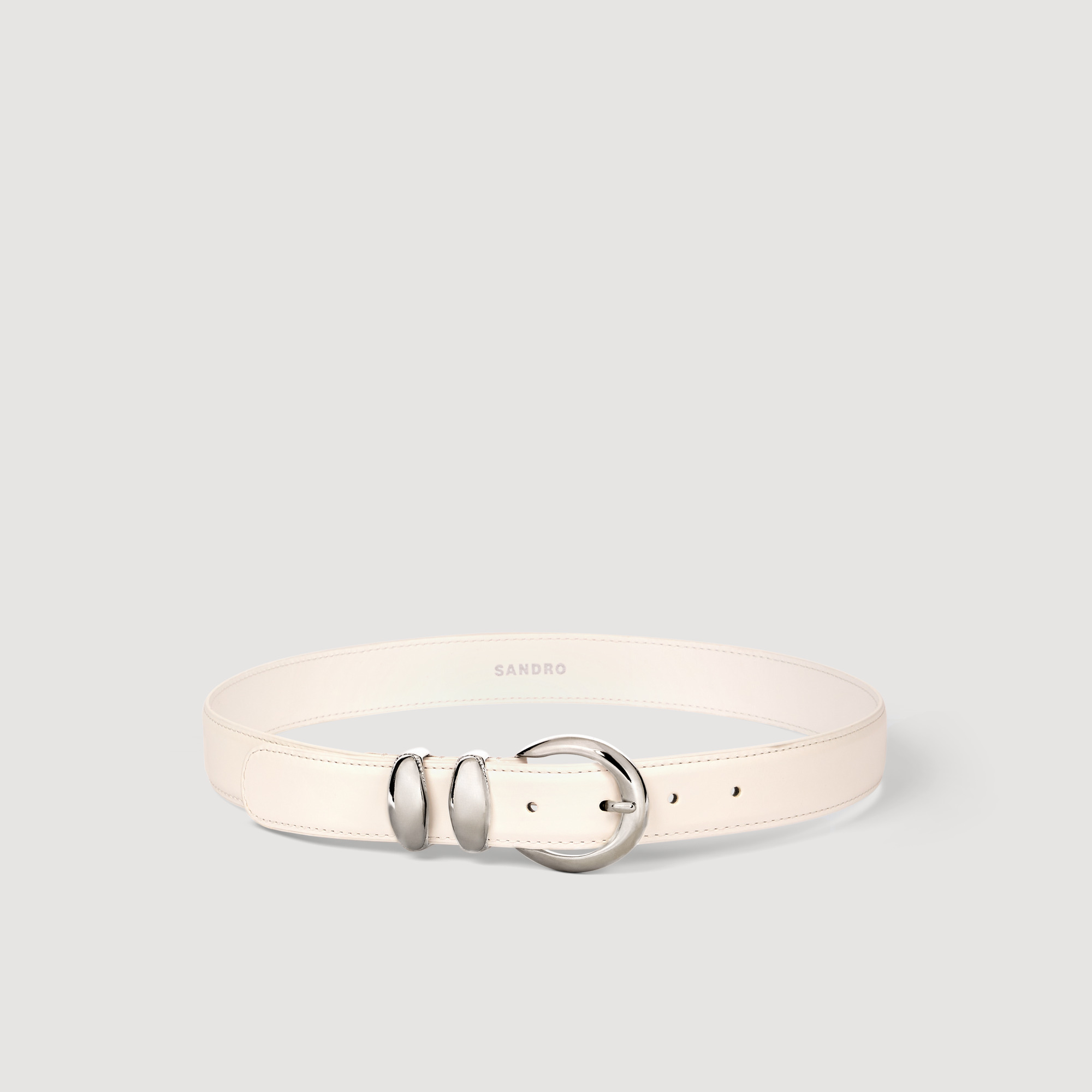 Leather belt with metal buckle