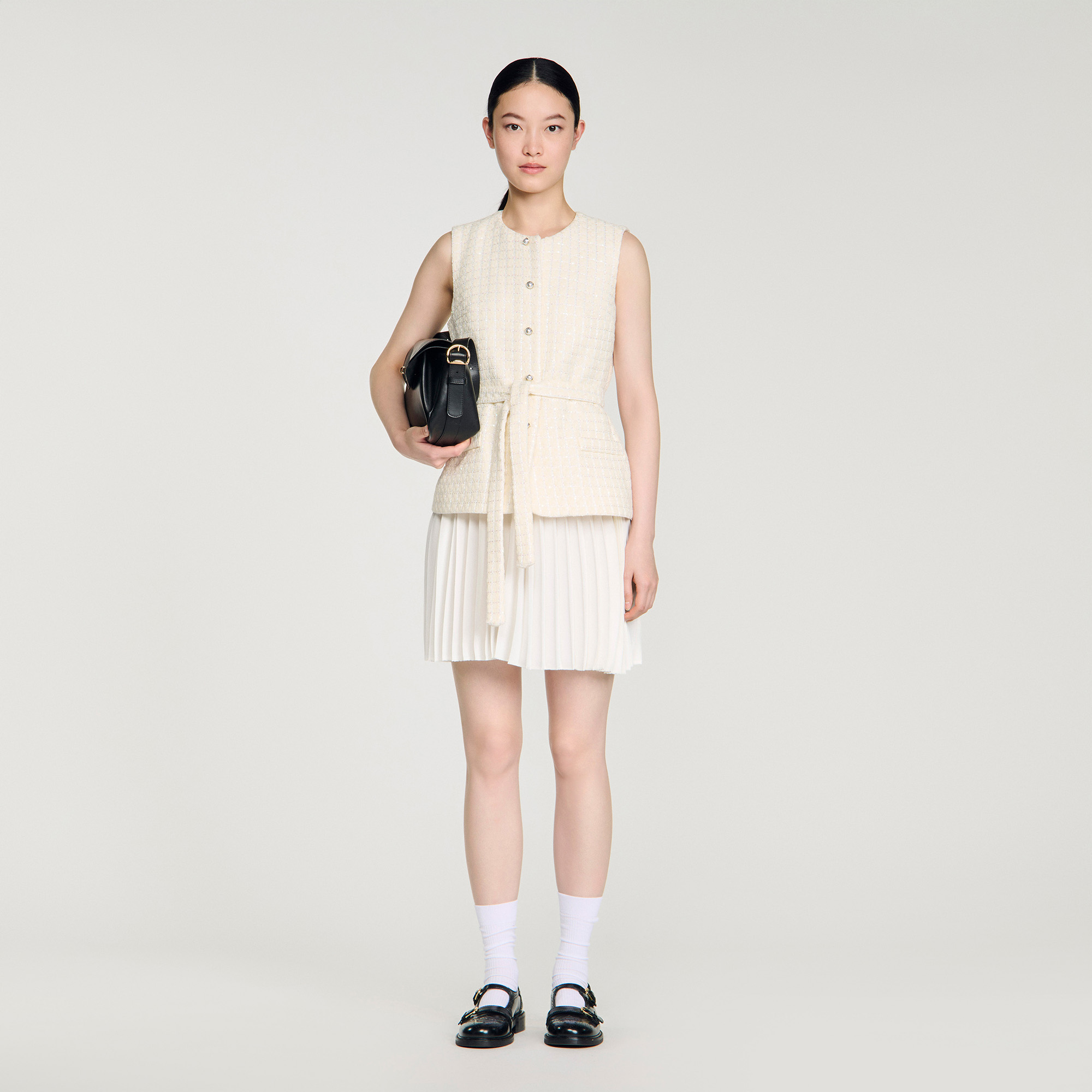 Two-material mini dress