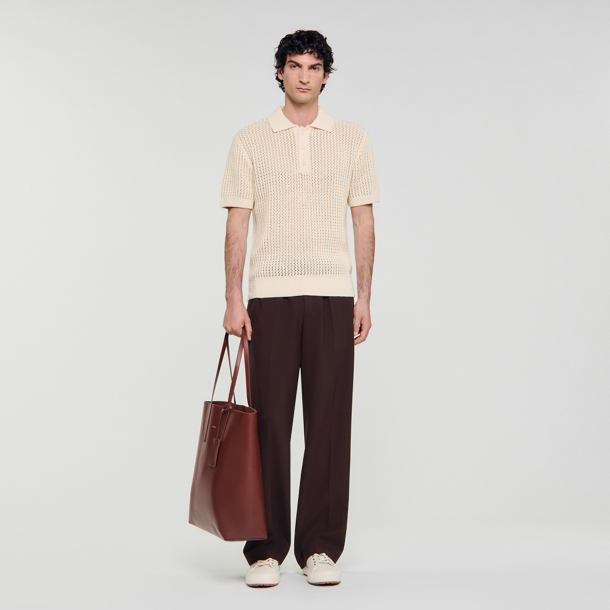 Cotton shirt with polo collar