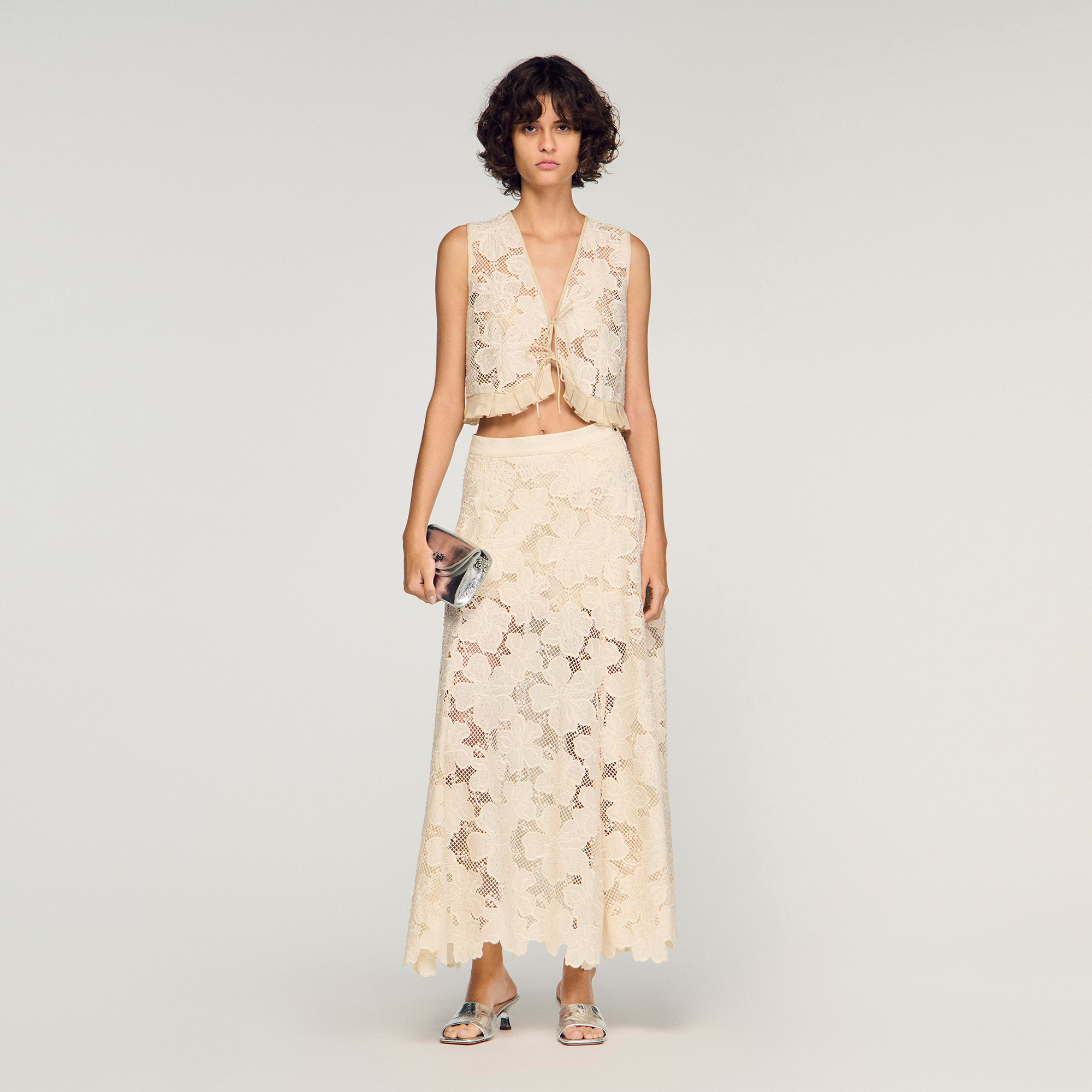 Maxi guipure skirt