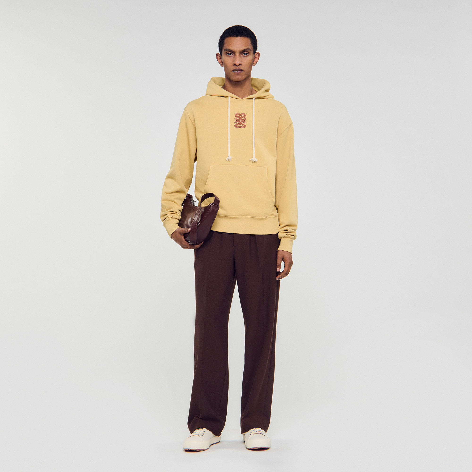 Leather patch sweatshirt